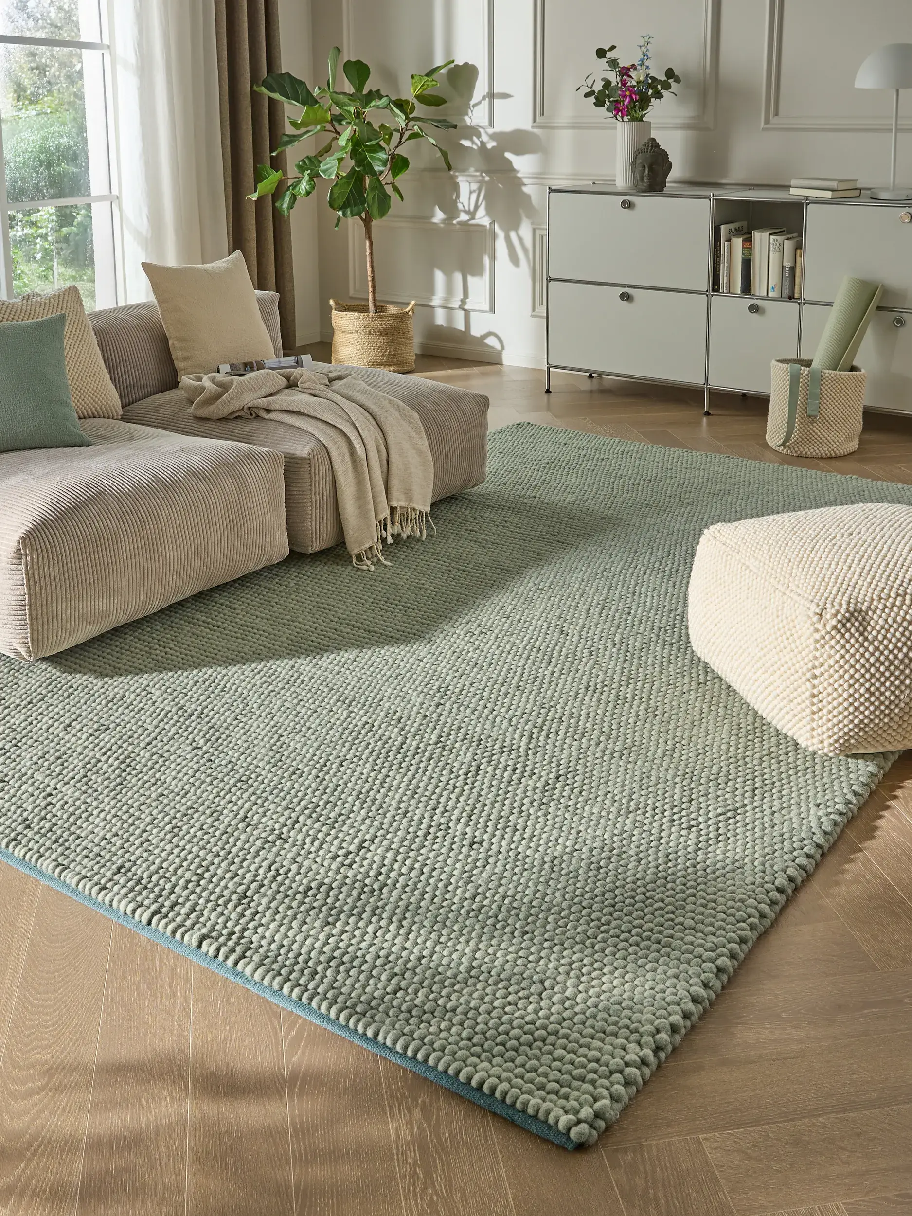 Matta Beads av 70% Ull, 30% Polyester i Grön från benuta pure