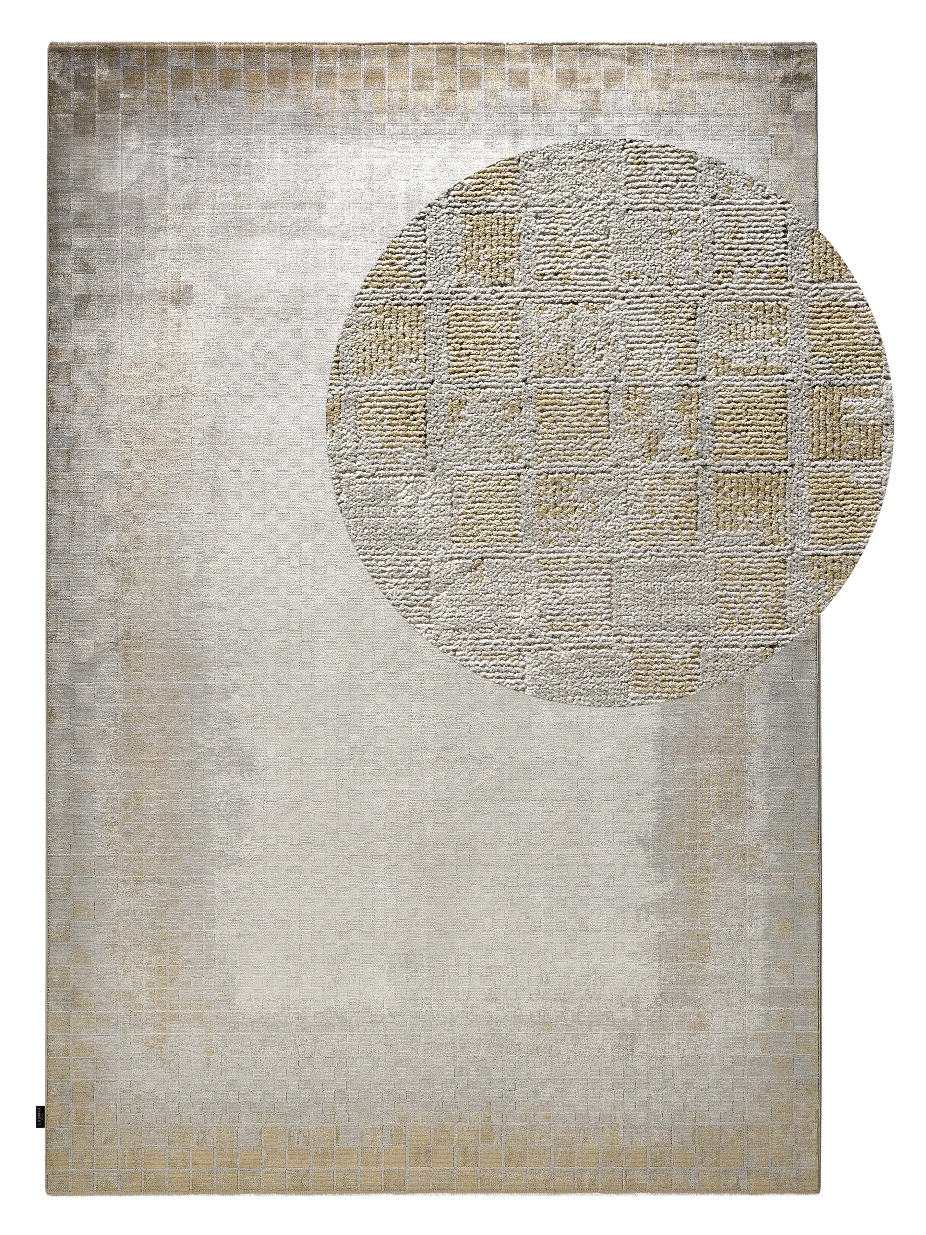 Teppich aus 60% Viskose, 40% Polyacryl (Chenille) in Grau mit 60% Viskose, 40% Polyacryl (Chenille) hohem Flor von benuta Finest