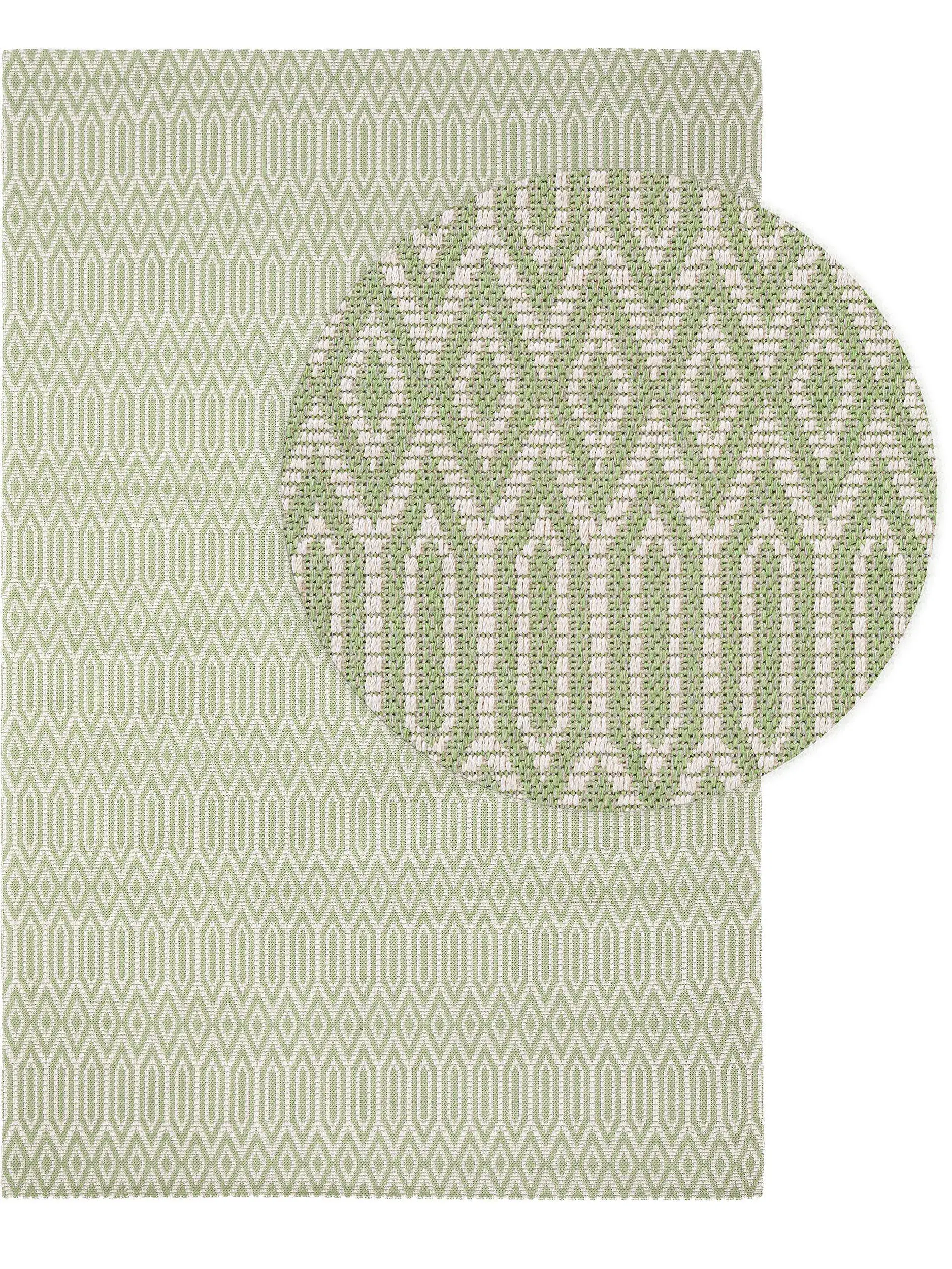 Rug made of 100% Cotton in Green with a 100% Cotton high pile by benuta Nest