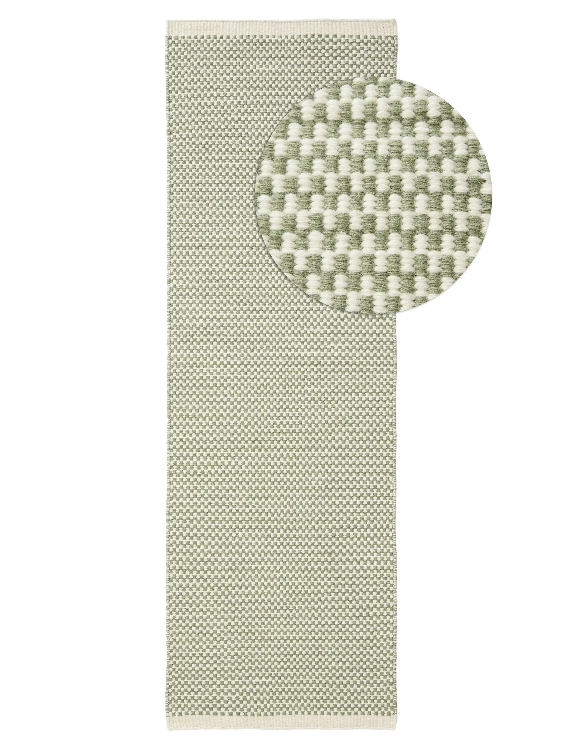 Teppich aus 100% Wolle (aus Neuseeland) in Grün mit 100% Wolle (aus Neuseeland) hohem Flor von benuta Pure