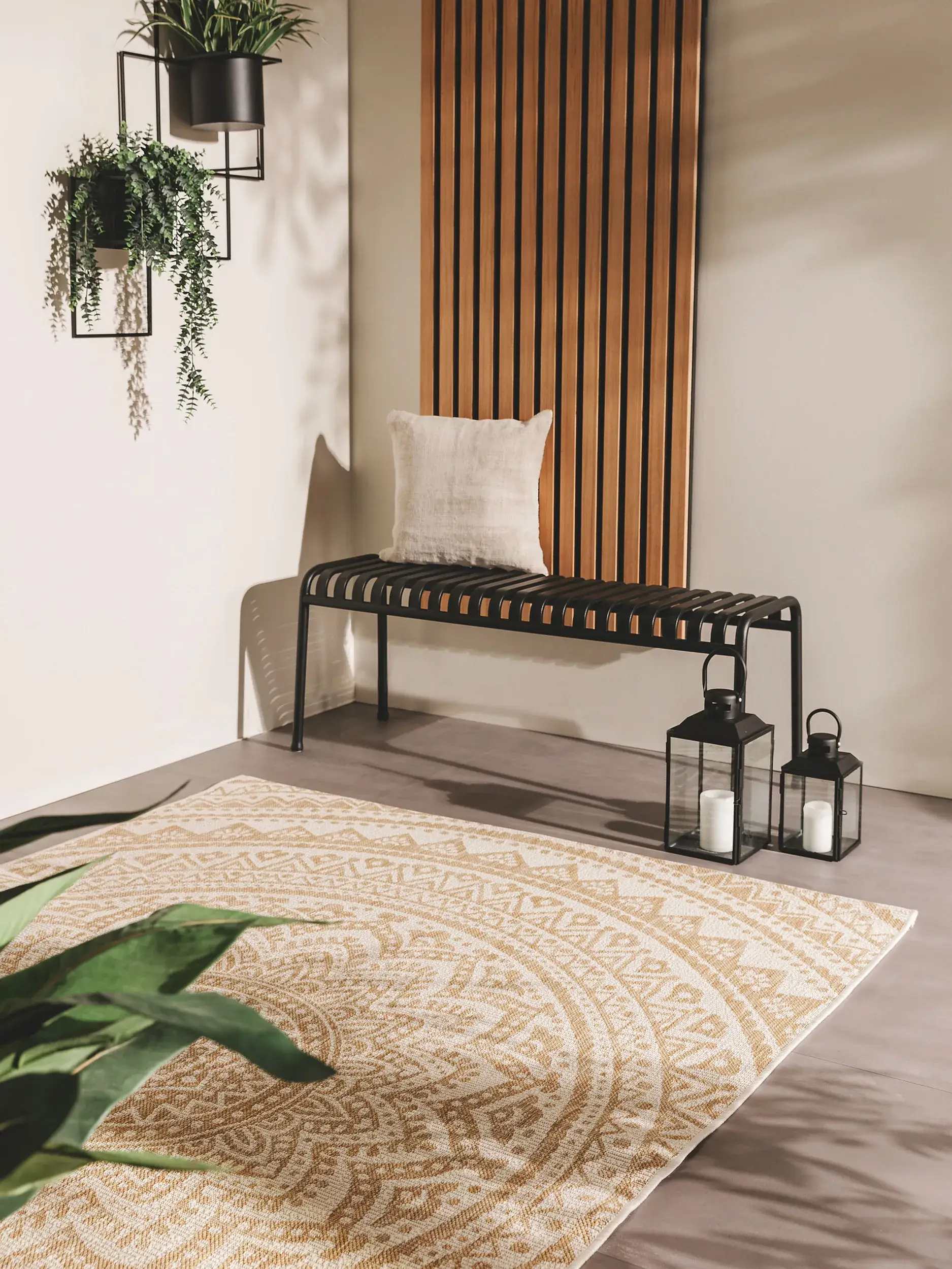 Rug made of 100% Polypropylen in Beige with a 100% Polypropylen high pile by benuta Nest