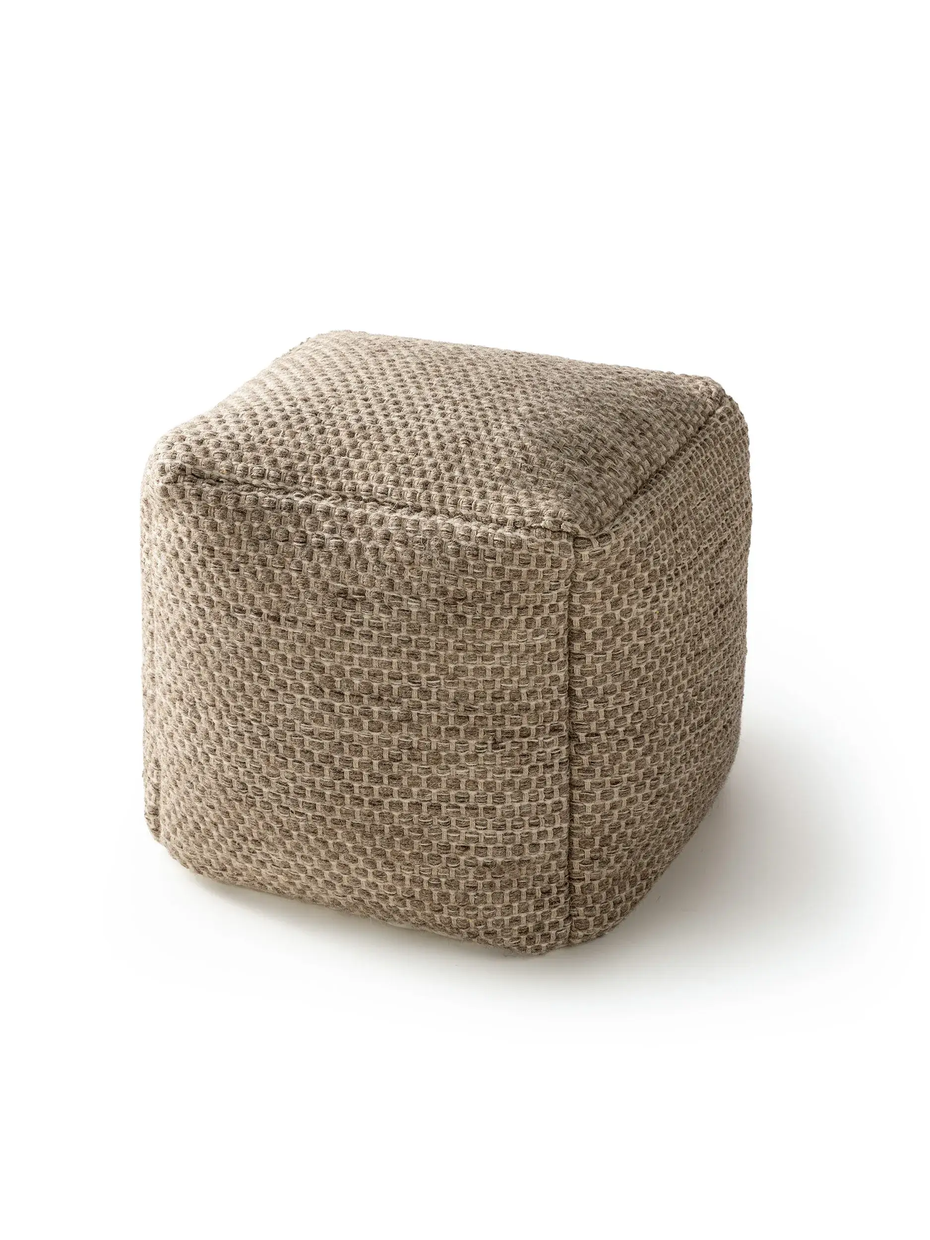 Handgefertigter Woll-Pouf Rocco Taupe im Design Einfarbig aus 80% Wolle, 20% Baumwolle von benuta Pure