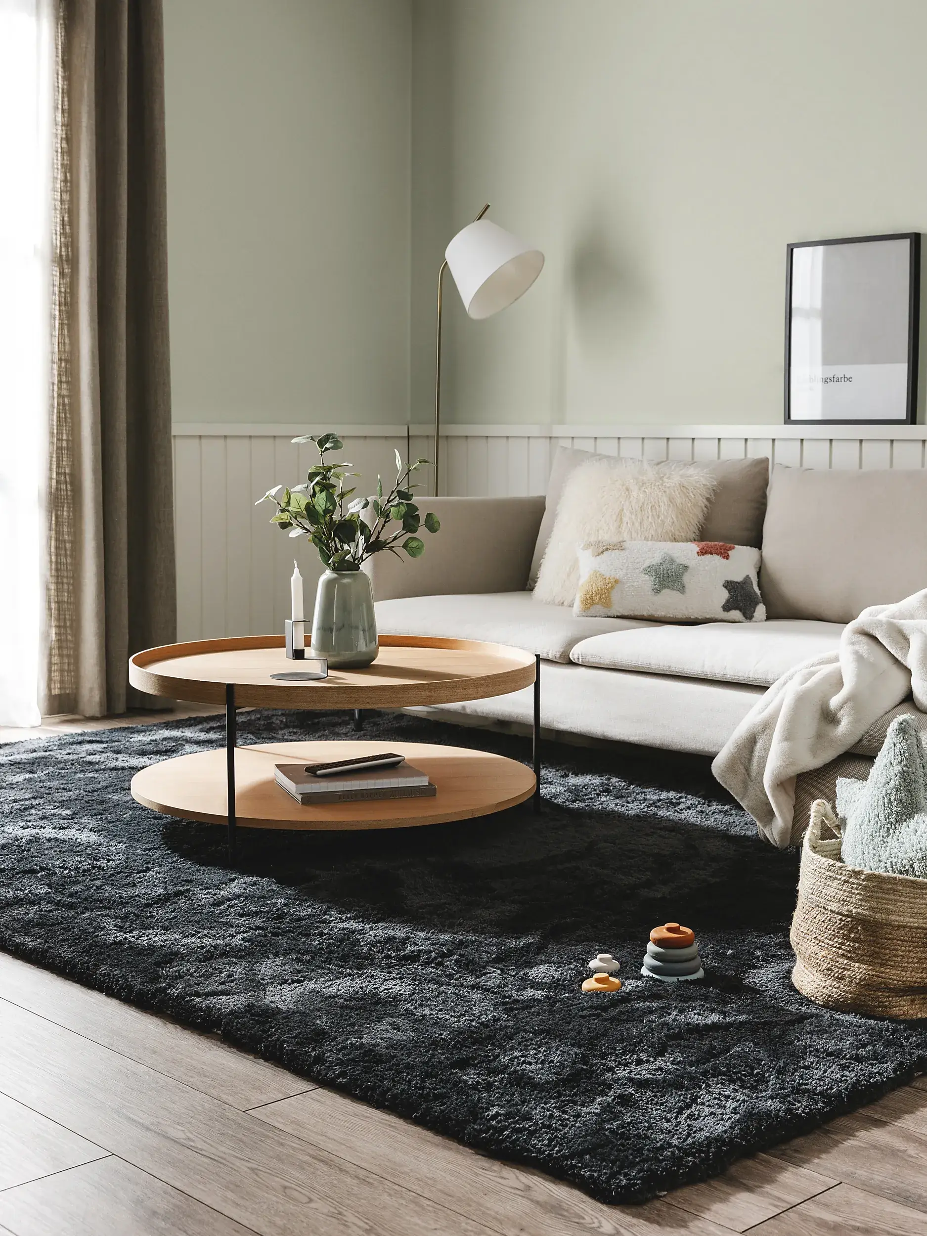 Tapis en 100% Polyester en Gris avec une pile de 100% Polyester de hauteur de benuta nest