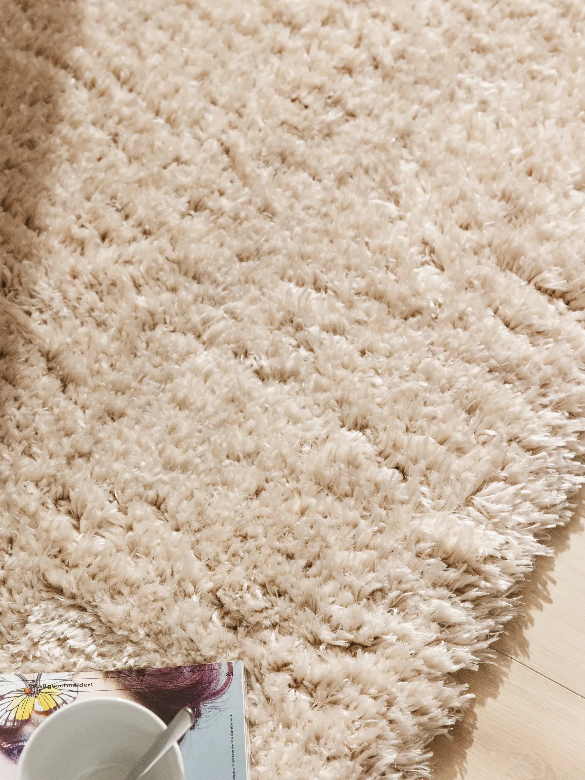 Rug made of 100% Polyester in Beige with a 100% Polyester high pile by benuta Pop