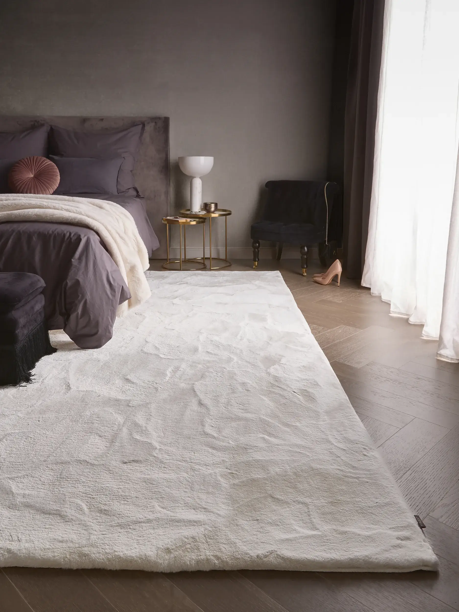 Tappeto Fine di 100% Poliestere in Bianco di benuta Finest