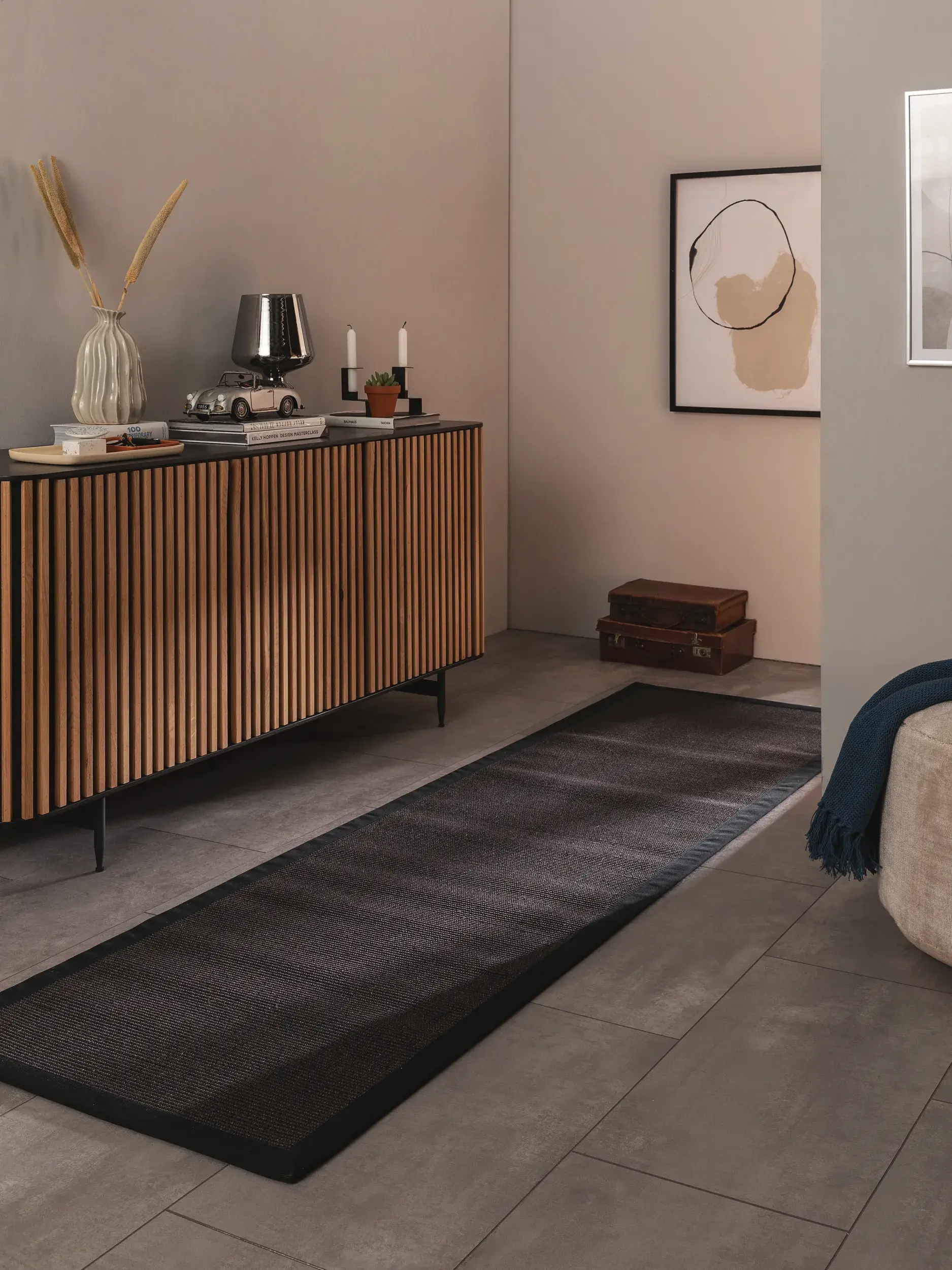 Teppich aus 100% Sisal in Schwarz mit 100% Sisal hohem Flor von benuta Nest
