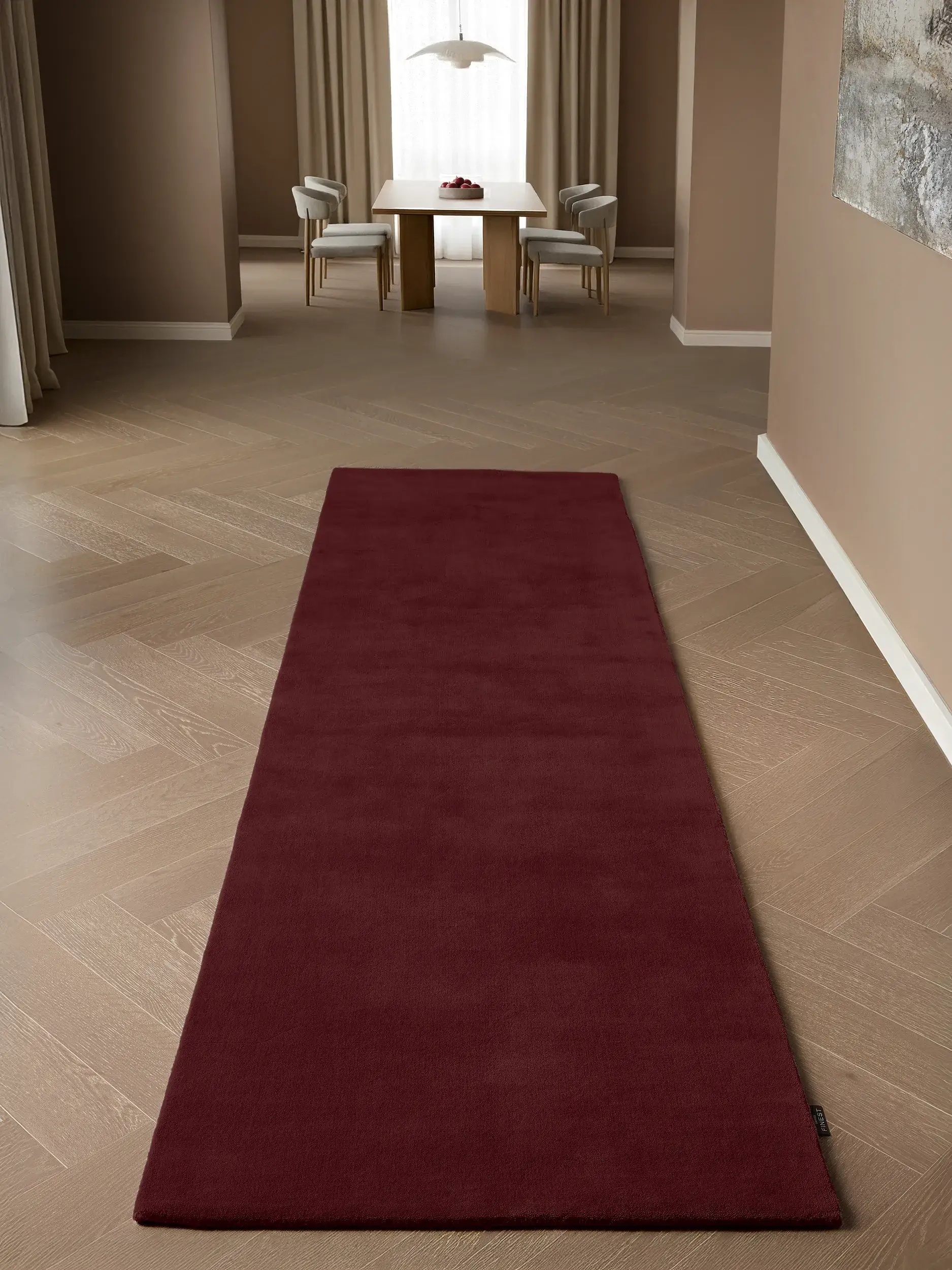 Teppich Mono aus 100% Wolle (aus Neuseeland) in Rot von benuta Finest