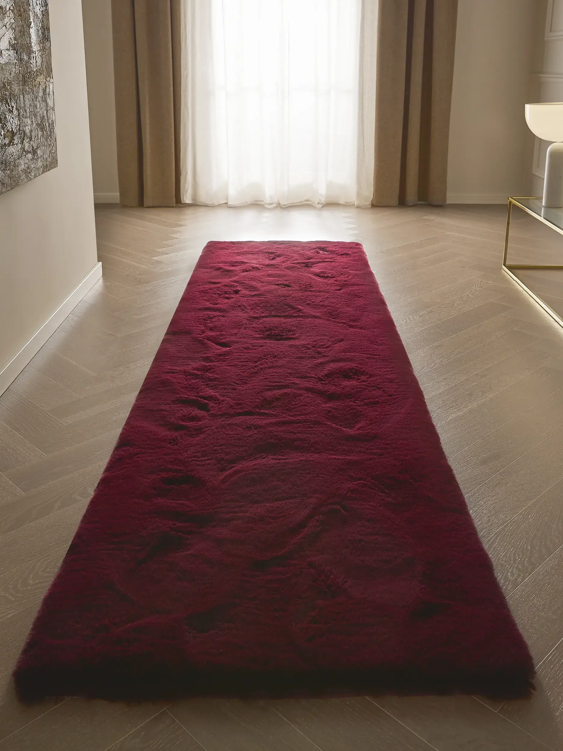 Tappeto di 100% Poliestere in Rosso con pelo alto 100% Poliestere da benuta Finest