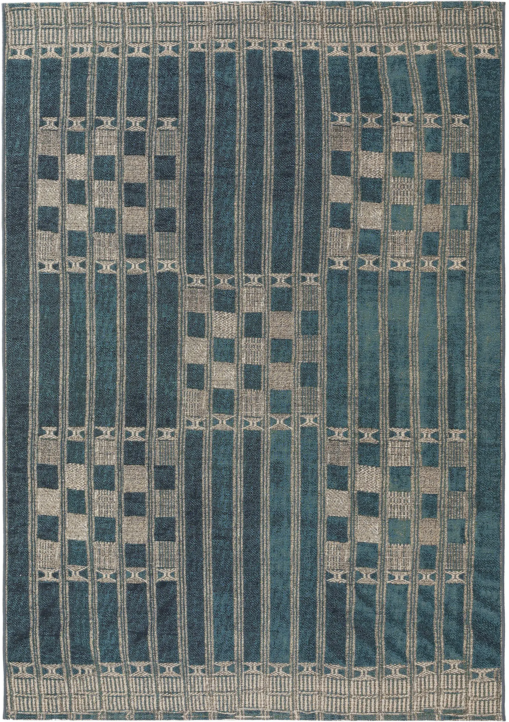 Teppich aus 76% Polypropylen, 23% Polyester, 1% Latex in Blau mit 76% Polypropylen, 23% Polyester, 1% Latex hohem Flor von benuta