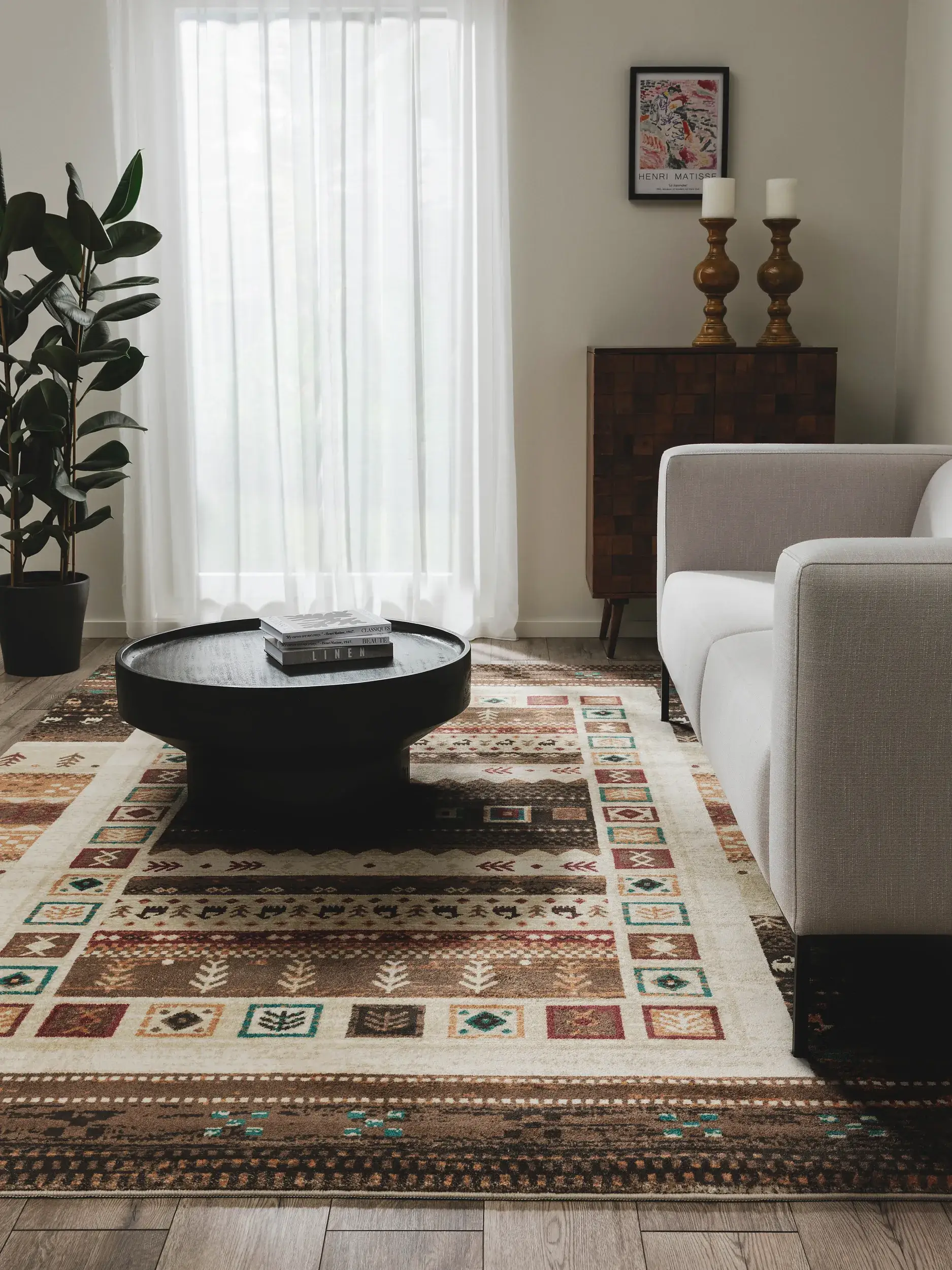 Rug made of 100% Polyester in Red with a 100% Polyester high pile by benuta