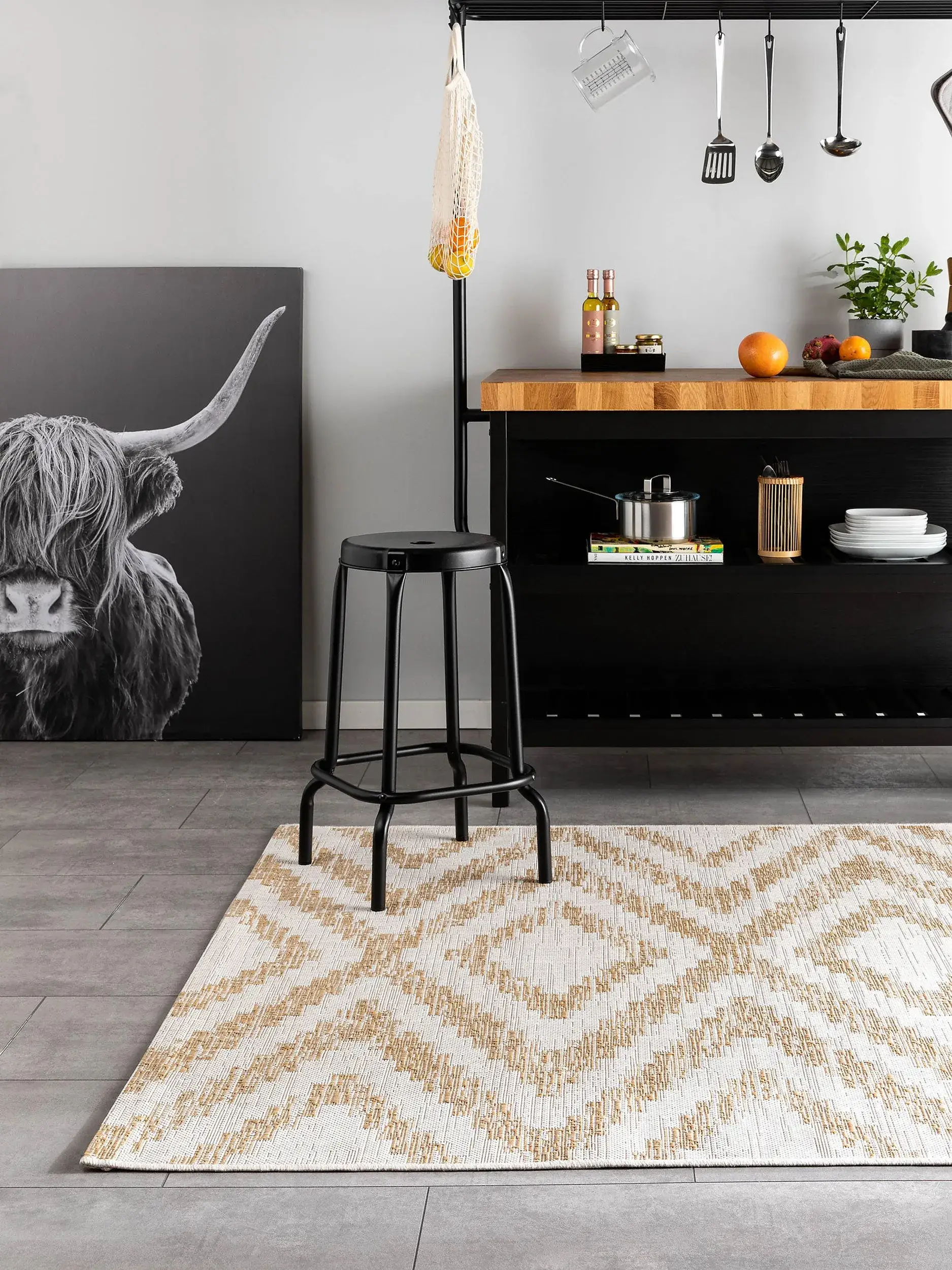 Teppich aus 100% Polypropylen in Beige mit 100% Polypropylen hohem Flor von benuta Nest
