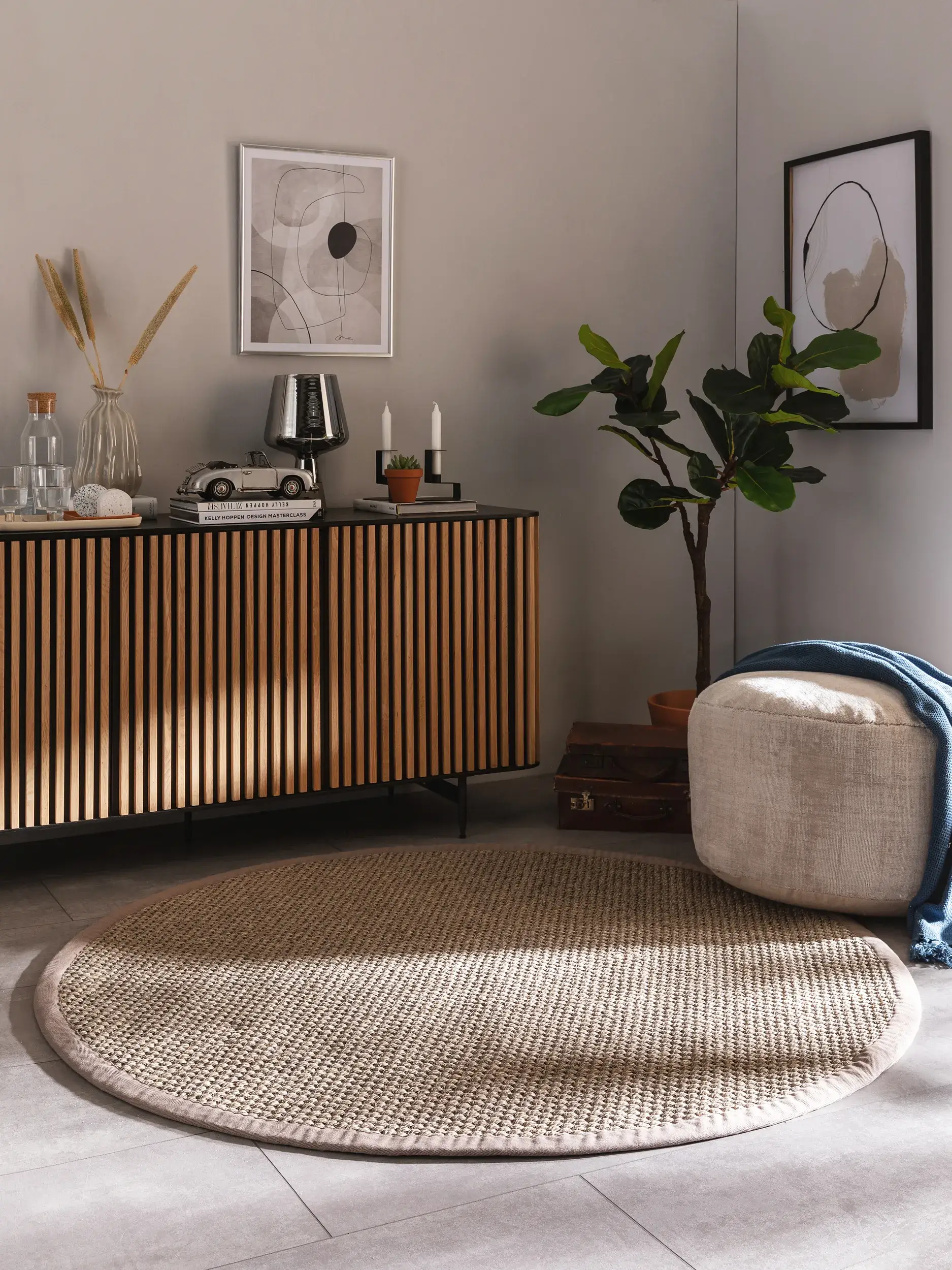 Teppich aus 100% Sisal in Grau mit 100% Sisal hohem Flor von benuta Pure