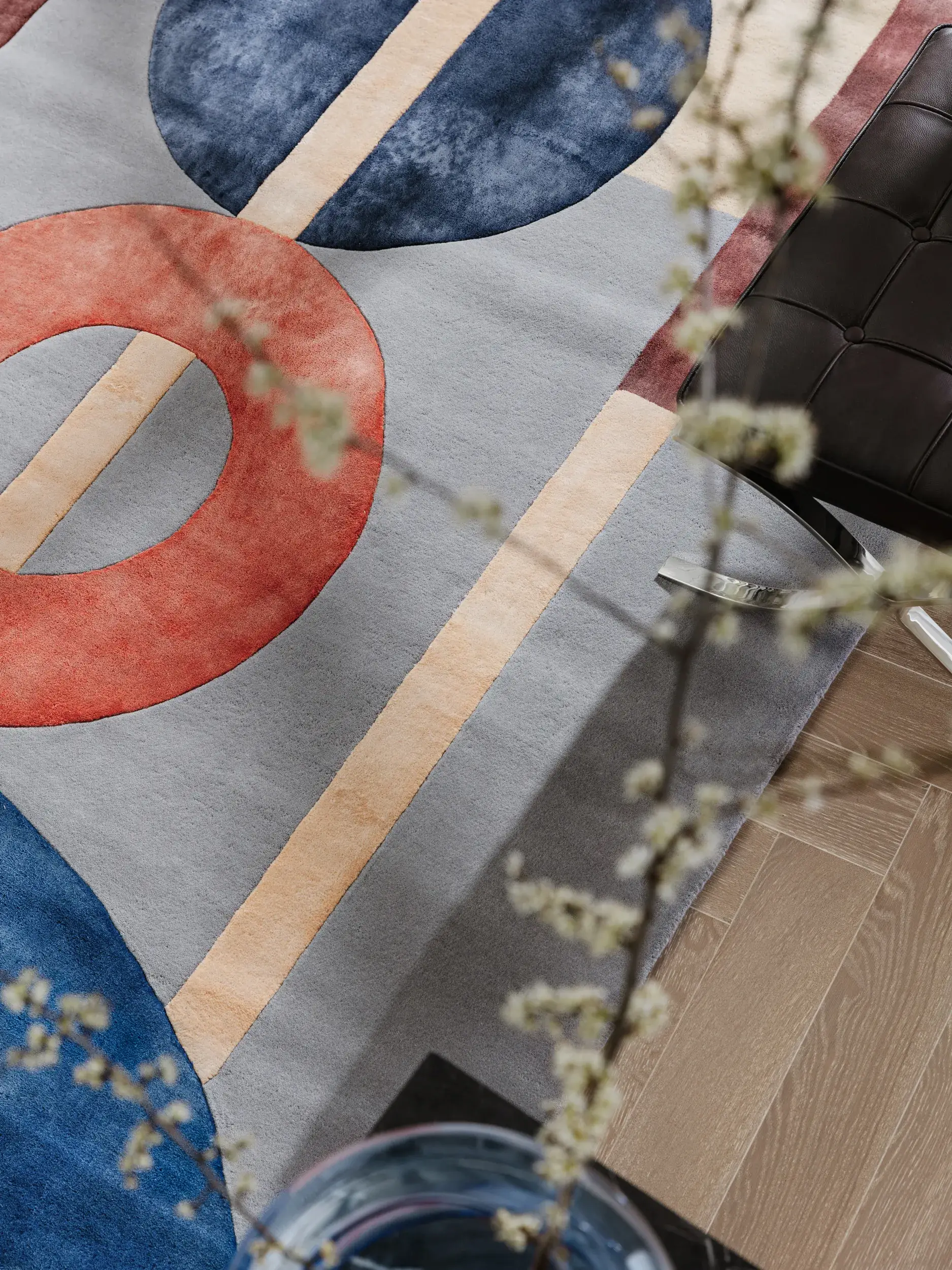 Rug made of 60% Wool, 40% Lyocell (Tencel™) in Multicolour with a 60% Wool, 40% Lyocell (Tencel™) high pile by benuta Finest