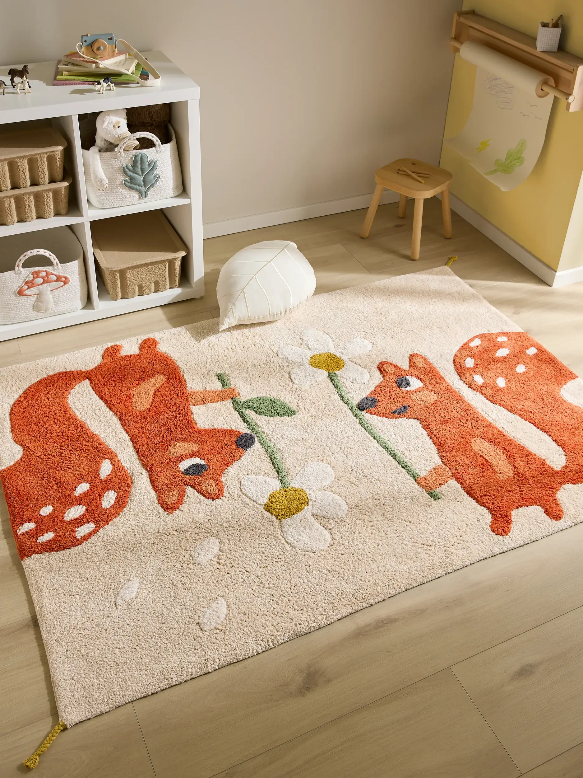Teppich aus 100% Recycelte Baumwolle in Beige mit 100% Recycelte Baumwolle hohem Flor von Lytte
