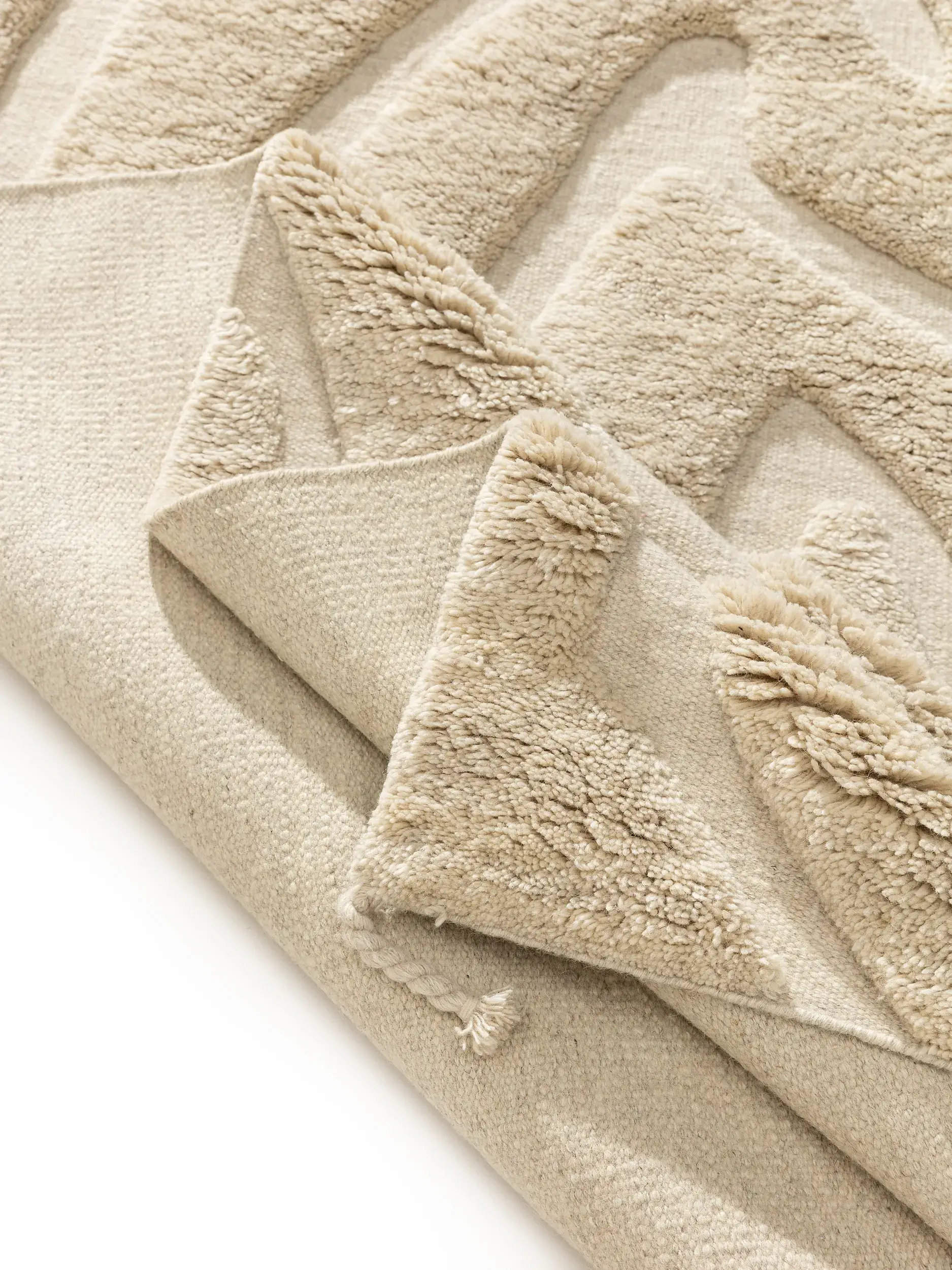 Tapis en 100% Laine (de Nouvelle-Zélande) en Beige avec une pile de 100% Laine (de Nouvelle-Zélande) de hauteur de benuta Finest