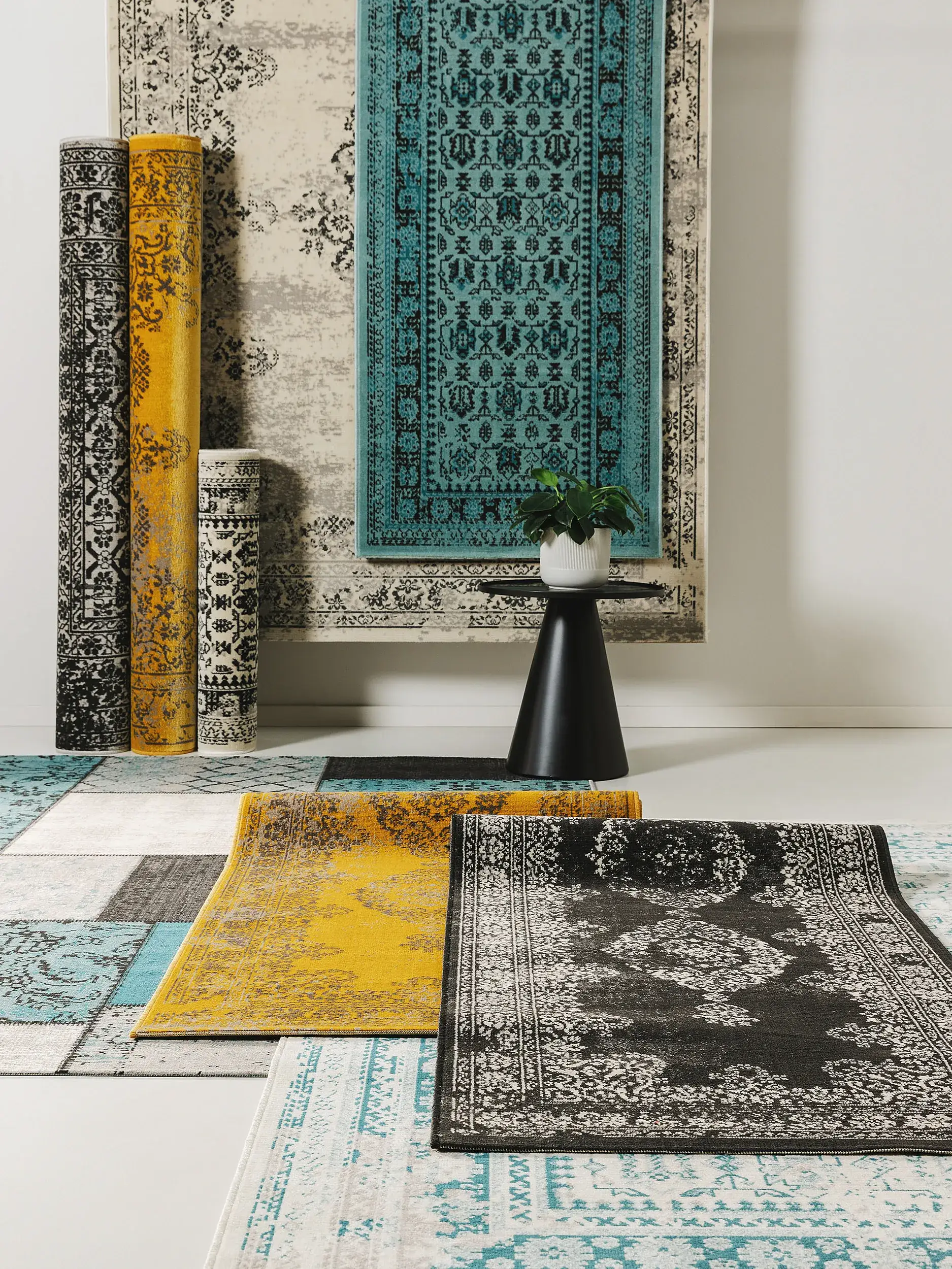 Tapis en 100% Polypropylène en Turquoise avec une pile de 100% Polypropylène de hauteur de benuta nest