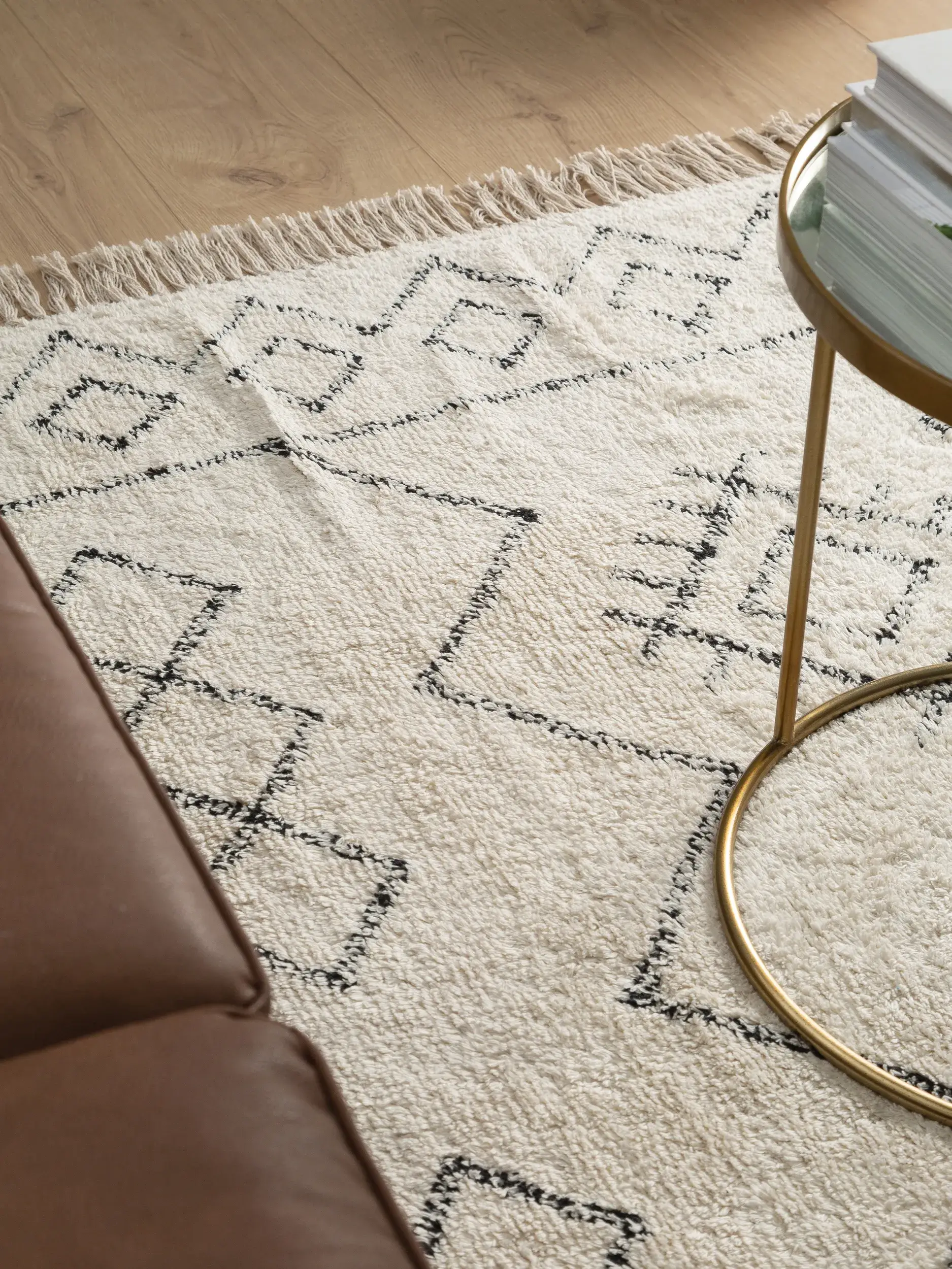 Teppich aus 100% Baumwolle in Beige mit 100% Baumwolle hohem Flor von benuta Nest