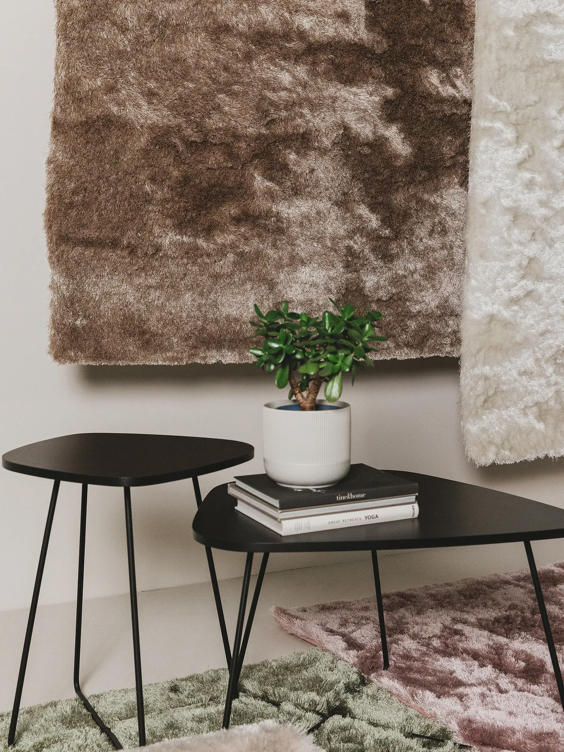 Tapis en 100% Polyester en Marron avec une pile de 100% Polyester de hauteur de benuta nest