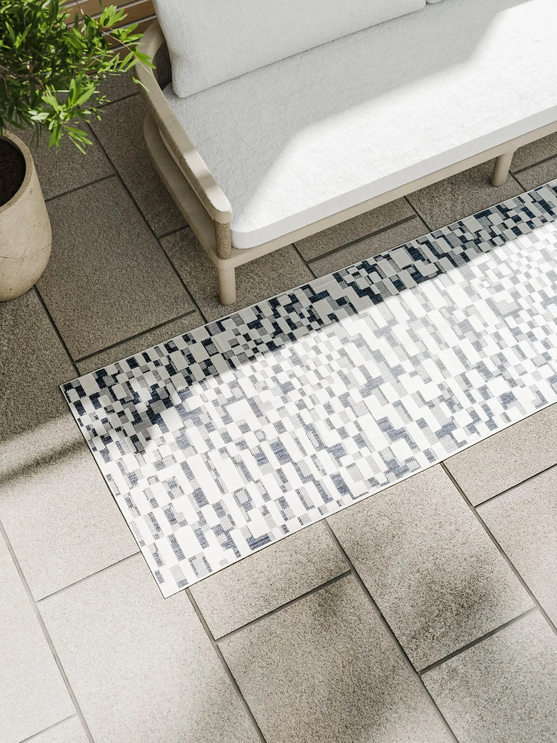 Rug made of 100% Polypropylen in Blue with a 100% Polypropylen high pile by benuta Basic
