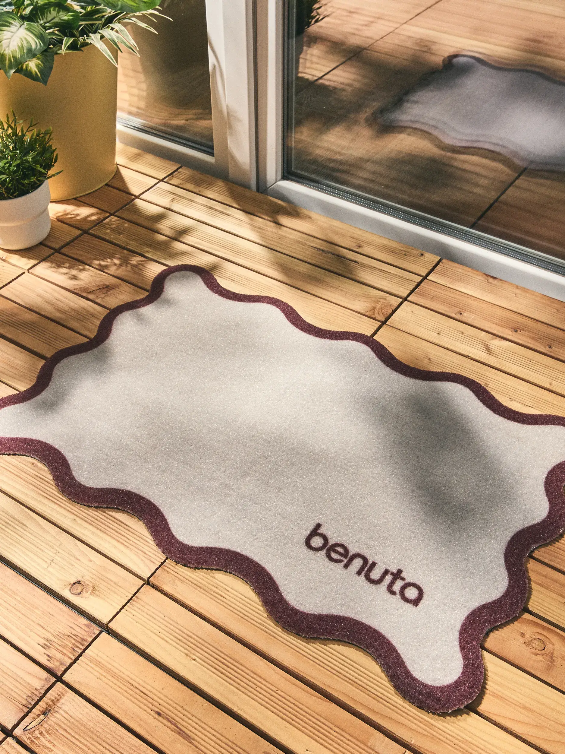 Deurmat Curl Beige/Bruin im Design Rand aus 100% Polyester (gerecycled PET) von benuta