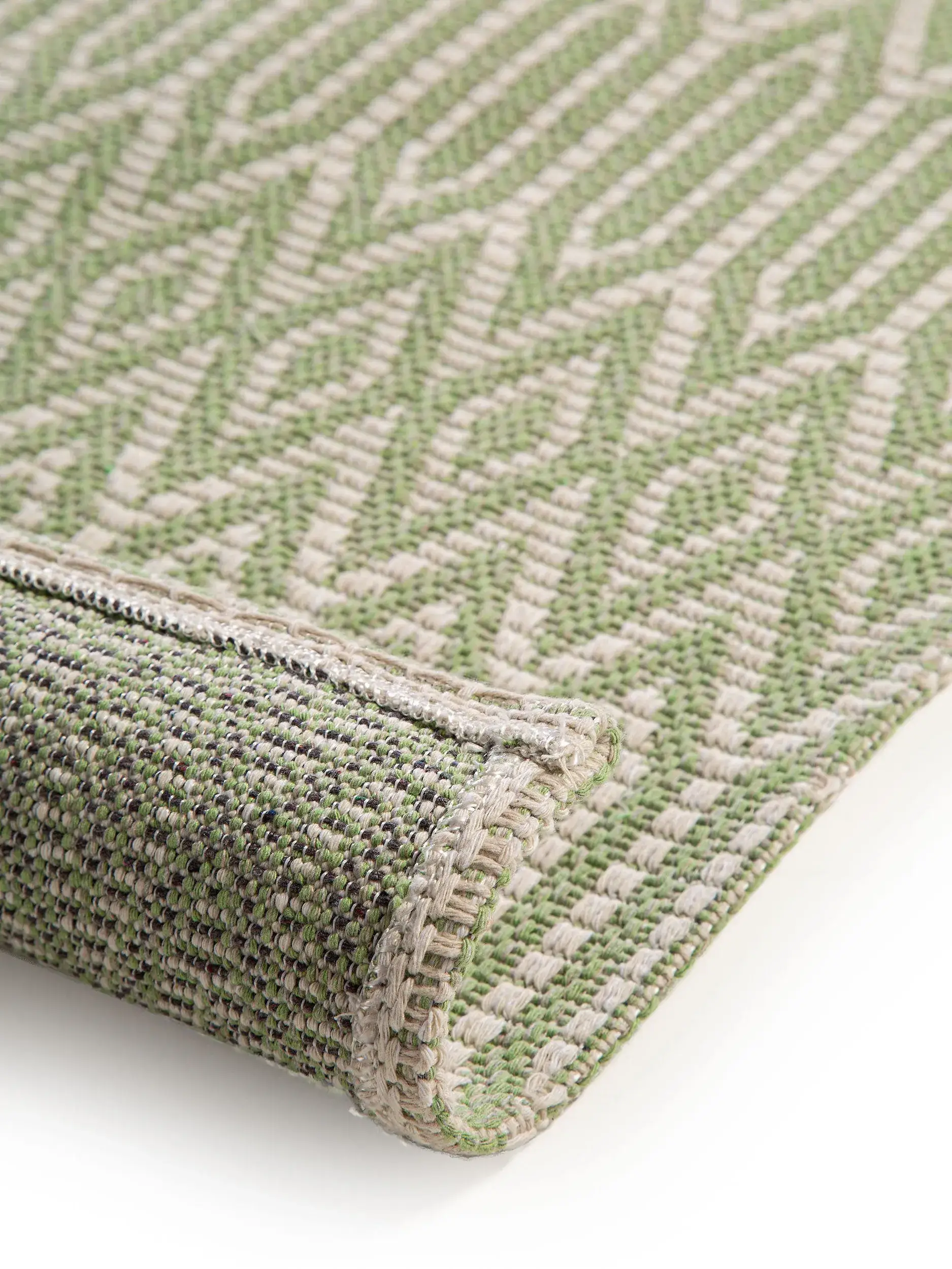 Rug made of 100% Cotton in Green with a 100% Cotton high pile by benuta Nest