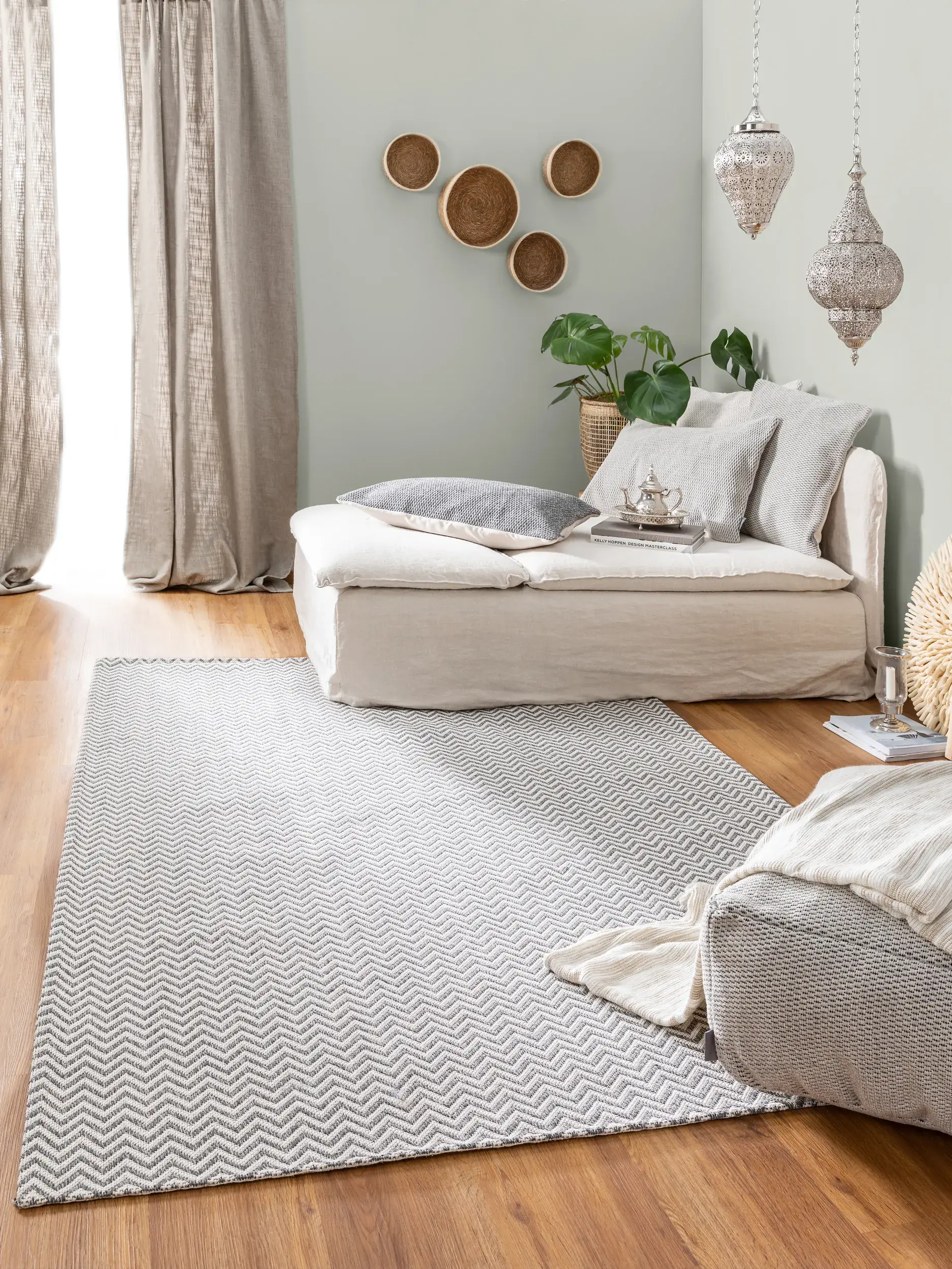 Rug made of 100% Cotton in Grey with a 100% Cotton high pile by benuta Nest