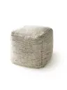 Handgefertigter Woll-Pouf Rocco Beige/Schwarz
