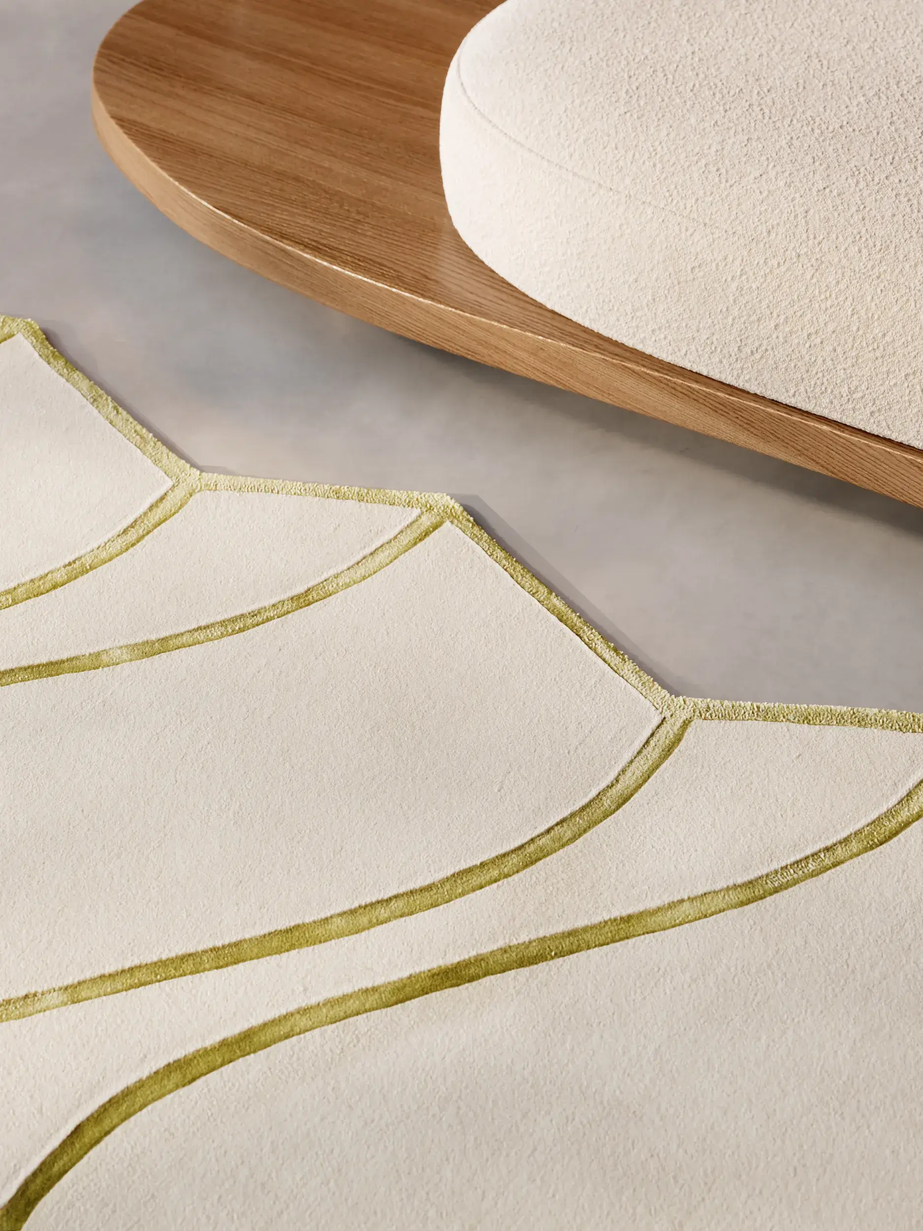 Rug made of 85% Wool, 15% Lyocell (Tencel™) in Beige with a 85% Wool, 15% Lyocell (Tencel™) high pile by benuta Finest