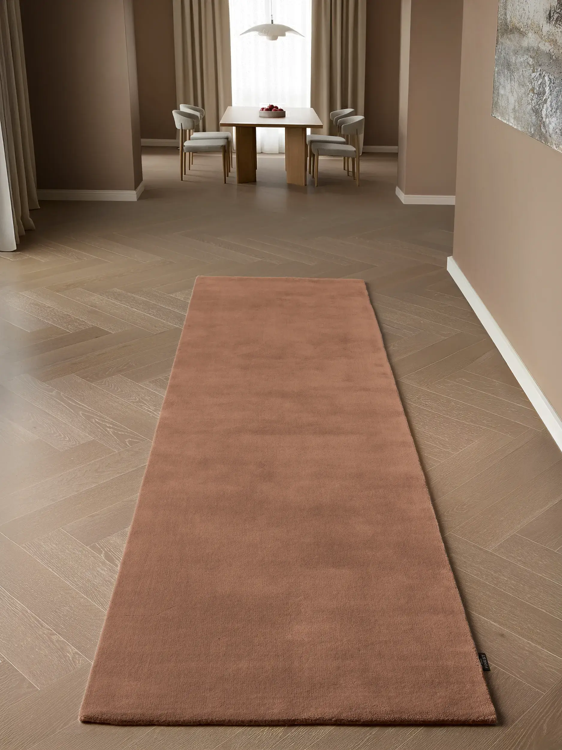 Teppich Mono aus 100% Wolle (aus Neuseeland) in Braun von benuta Finest