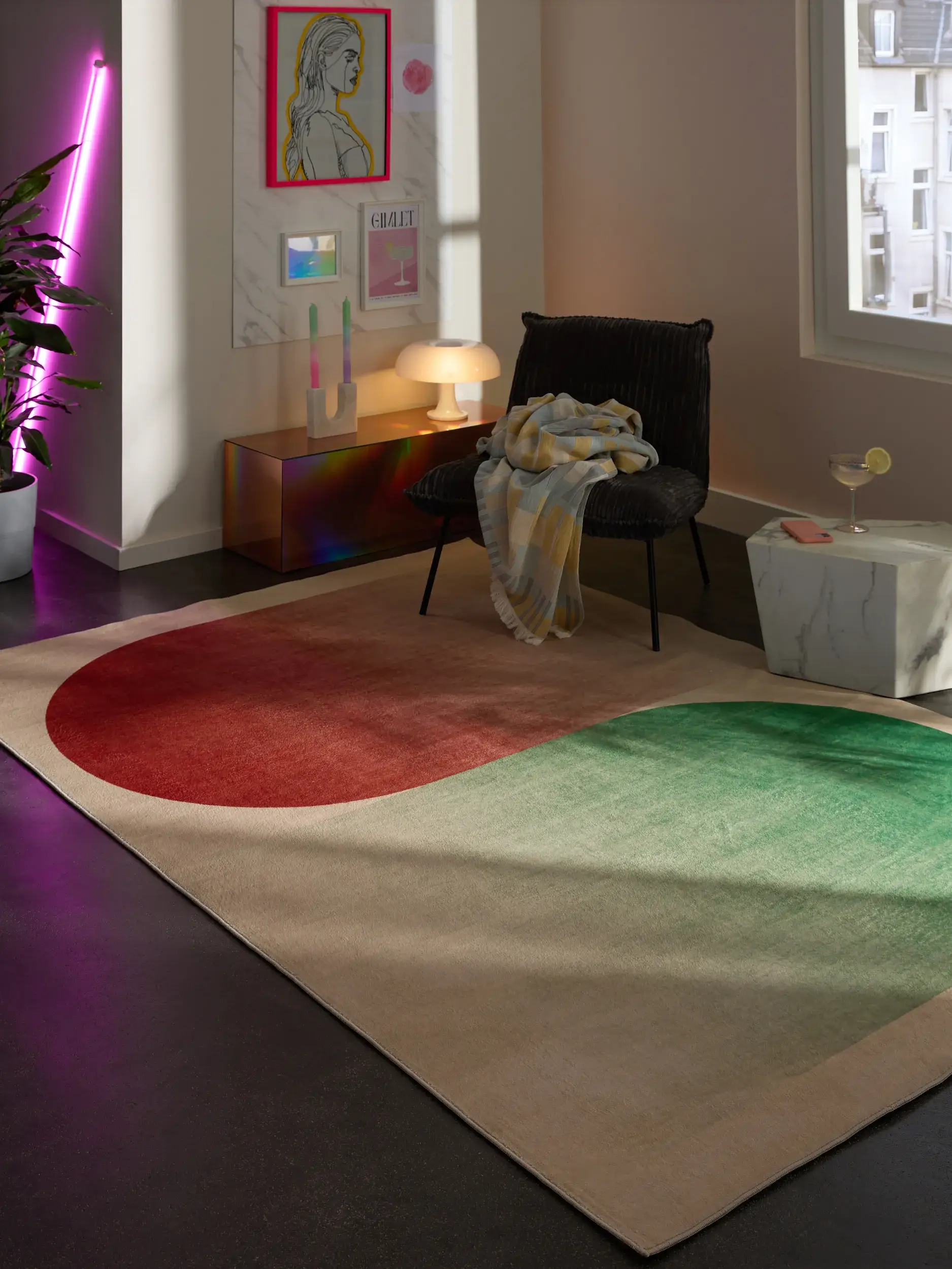 Rug made of 100% Polyester in Beige with a 100% Polyester high pile by benuta Pop