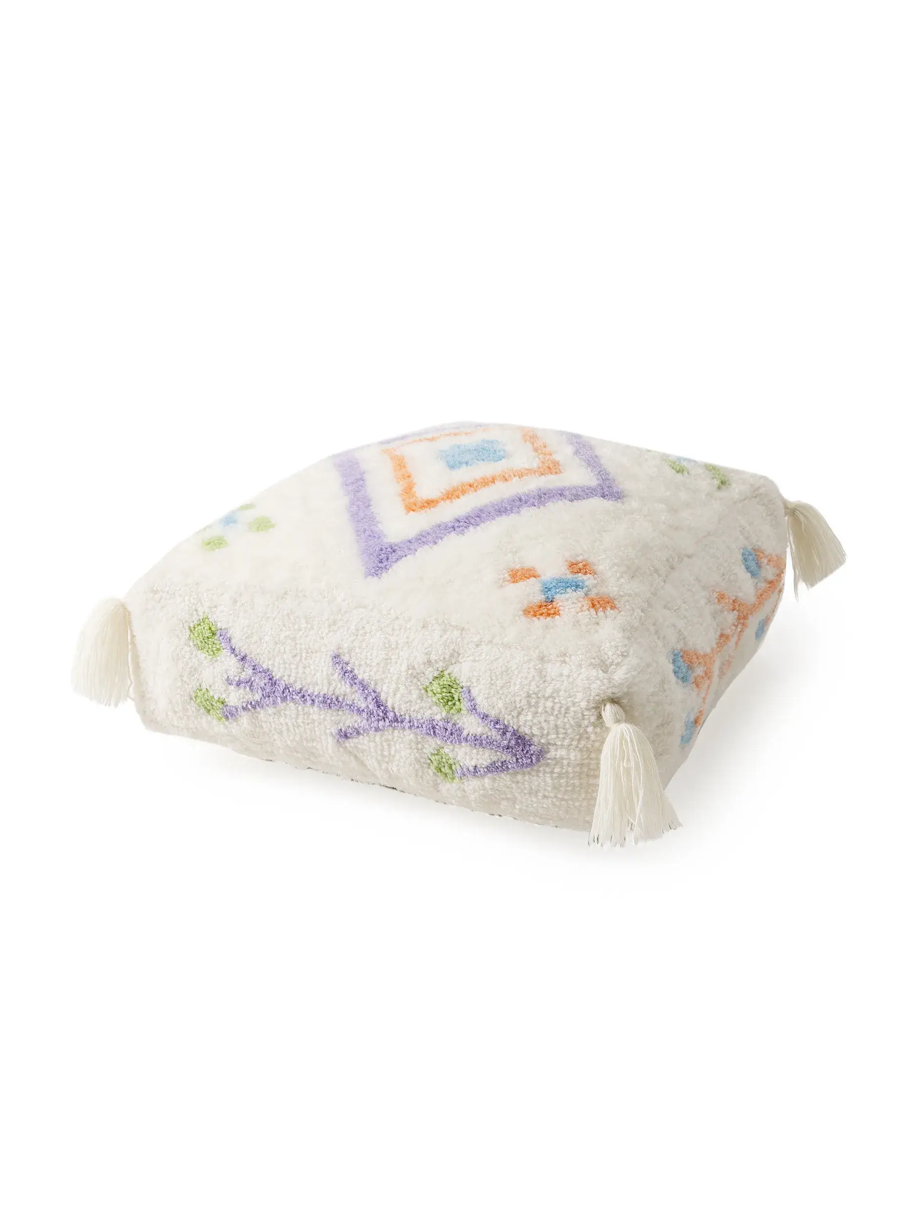 Handgefertigter Woll-Pouf Malika Multicolor im Design Orientalisch aus 100% Wolle von Lytte