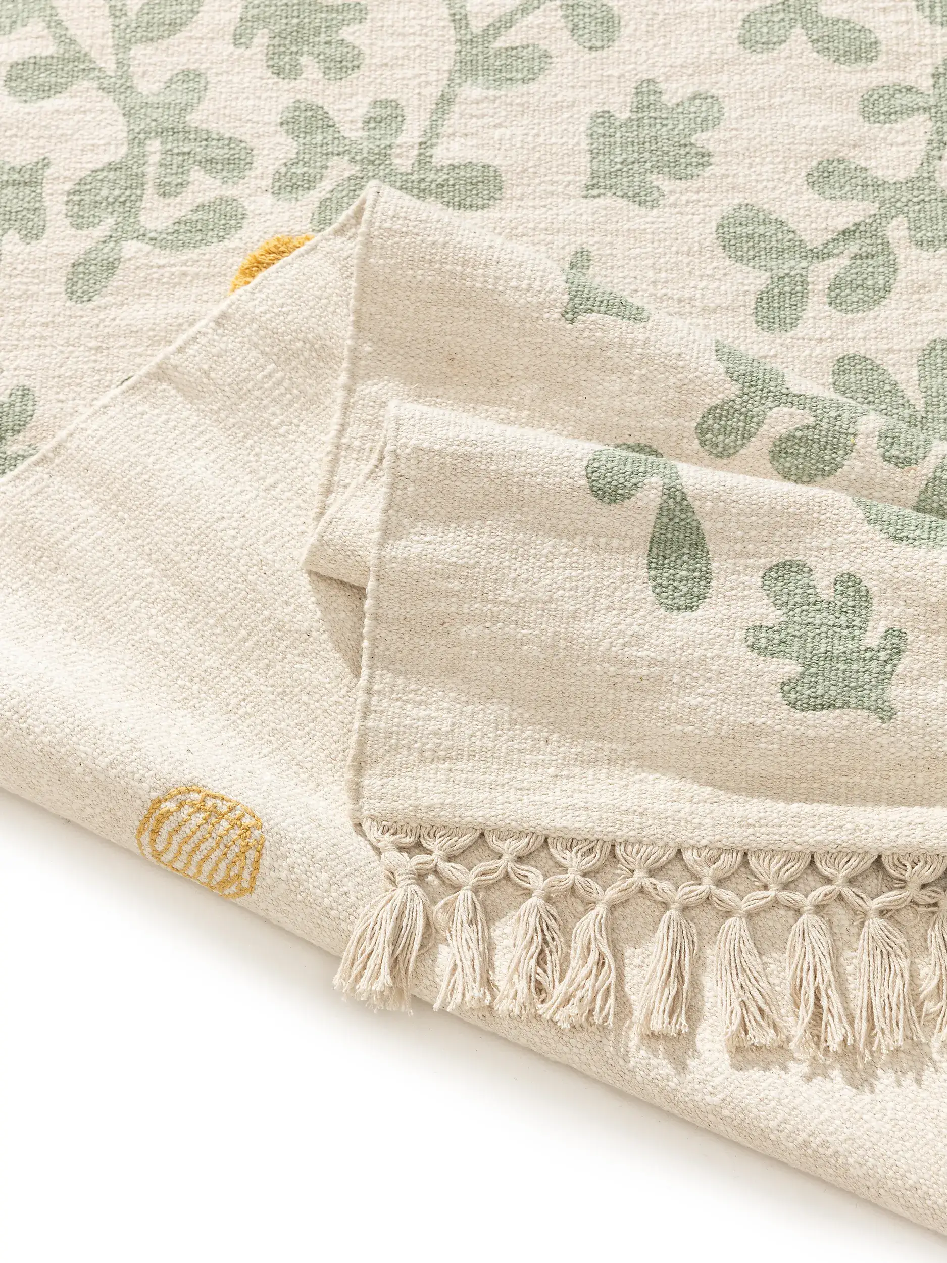 Teppich aus 100% Baumwolle in Grün mit 100% Baumwolle hohem Flor von Lytte