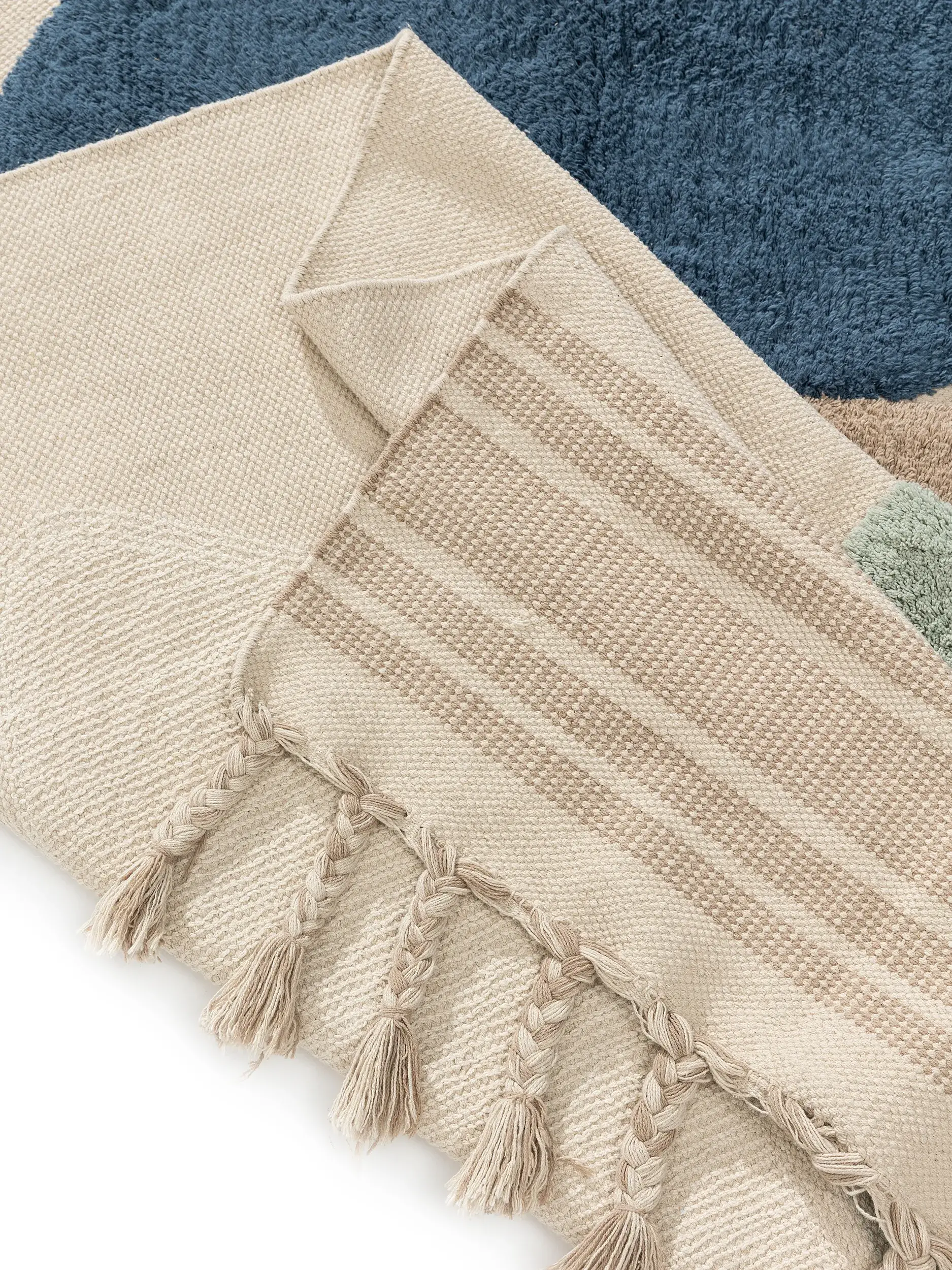 Teppich aus 100% Baumwolle in Blau mit 100% Baumwolle hohem Flor von benuta Pop