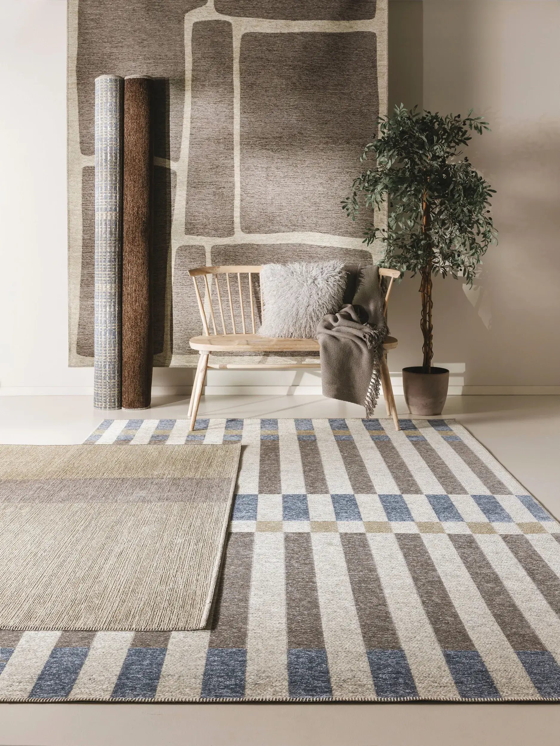 Teppich aus 100% Polyester (recyceltes PET) in Multicolor mit 100% Polyester (recyceltes PET) hohem Flor von benuta Nest