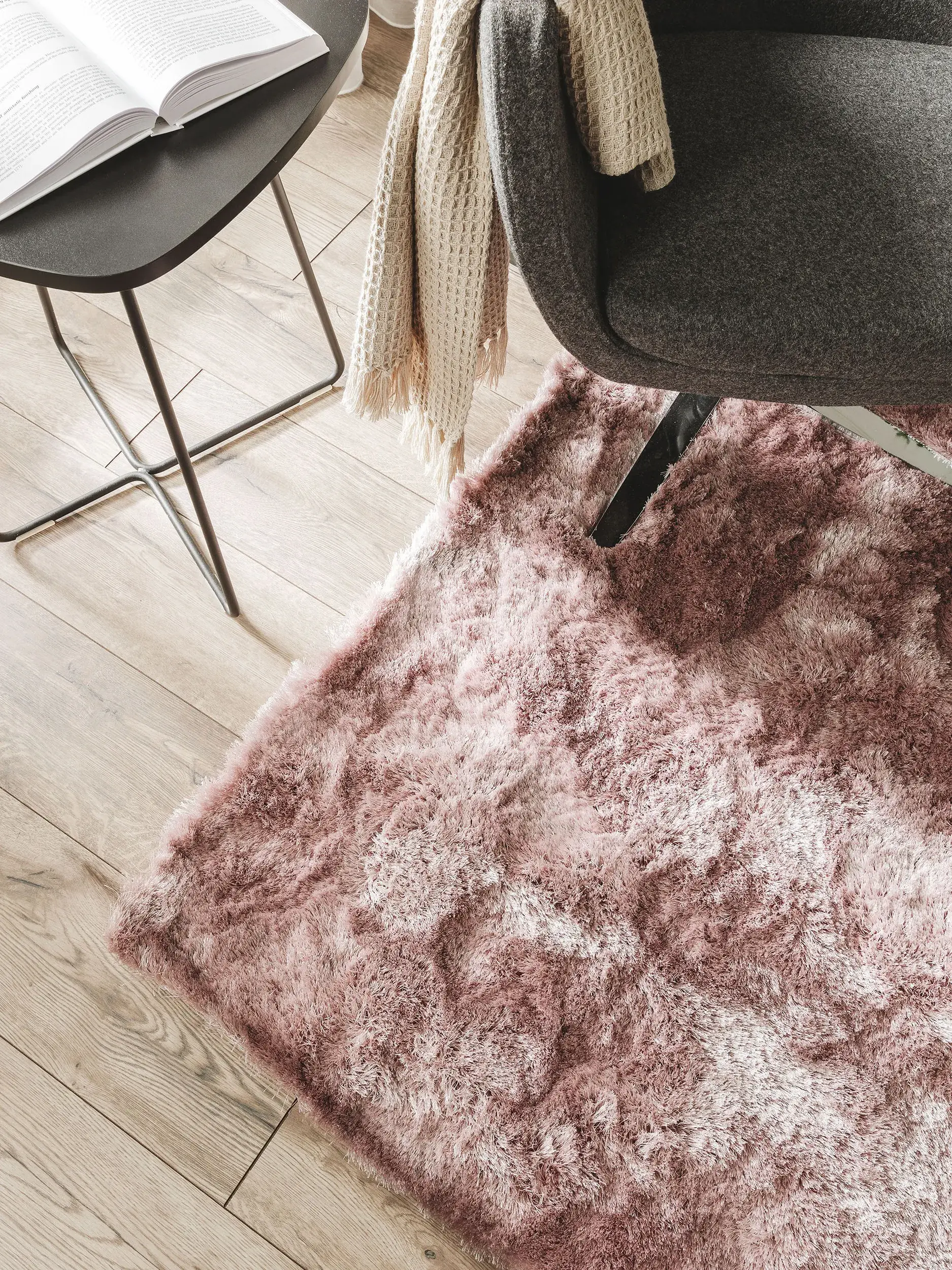 Teppich aus 100% Polyester in Rosa mit 100% Polyester hohem Flor von benuta Nest