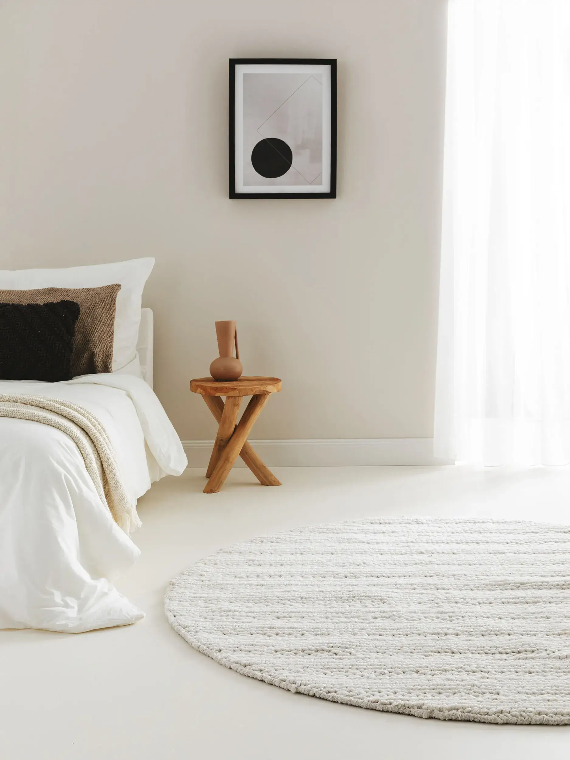 Matta av 70% Ull, 30% Polyester i Beige med 70% Ull, 30% Polyester hög lugg från benuta pure