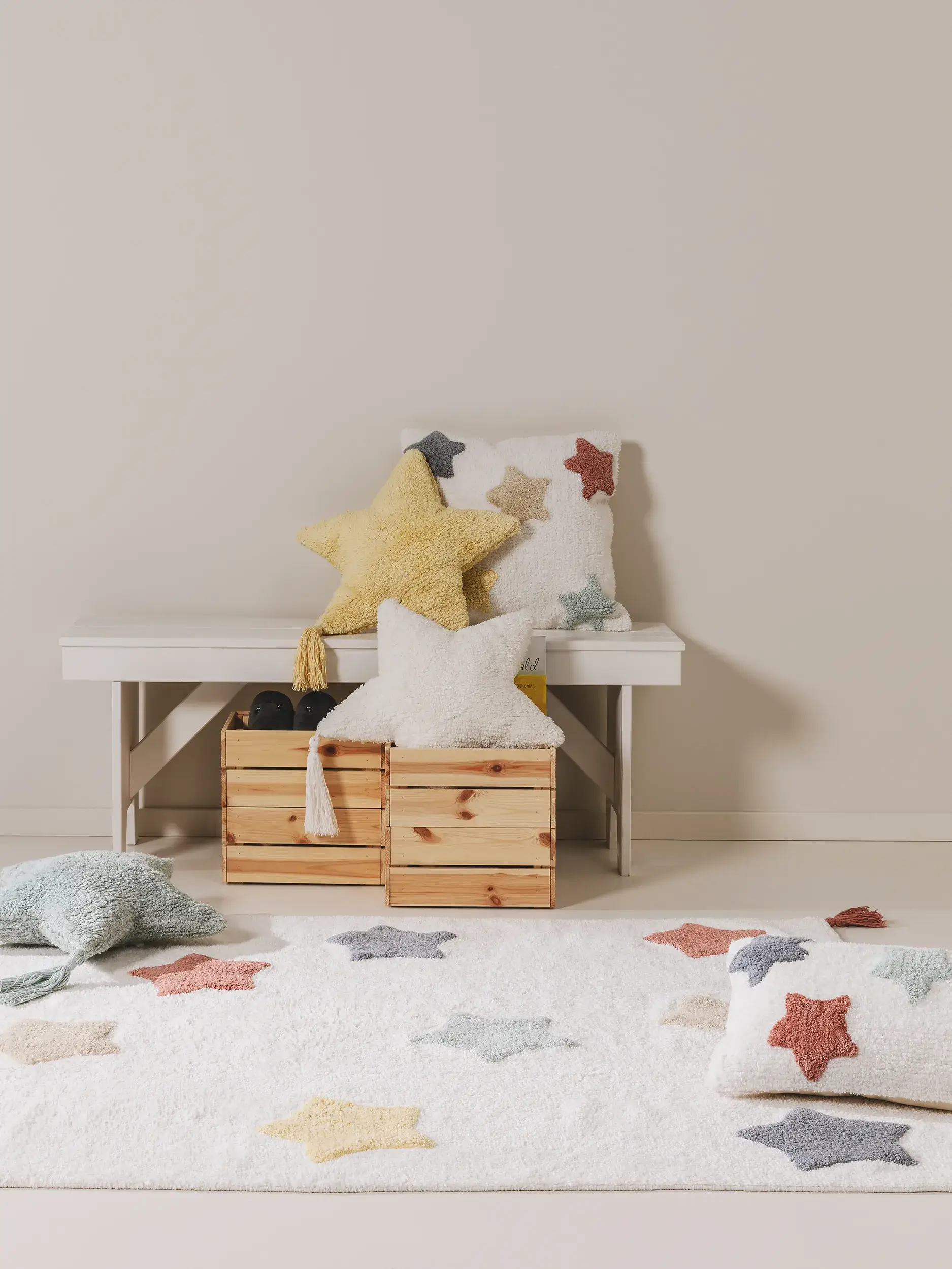 Kudde Stars Mint med Barnmotiv-design i 100% Bomull från Lytte