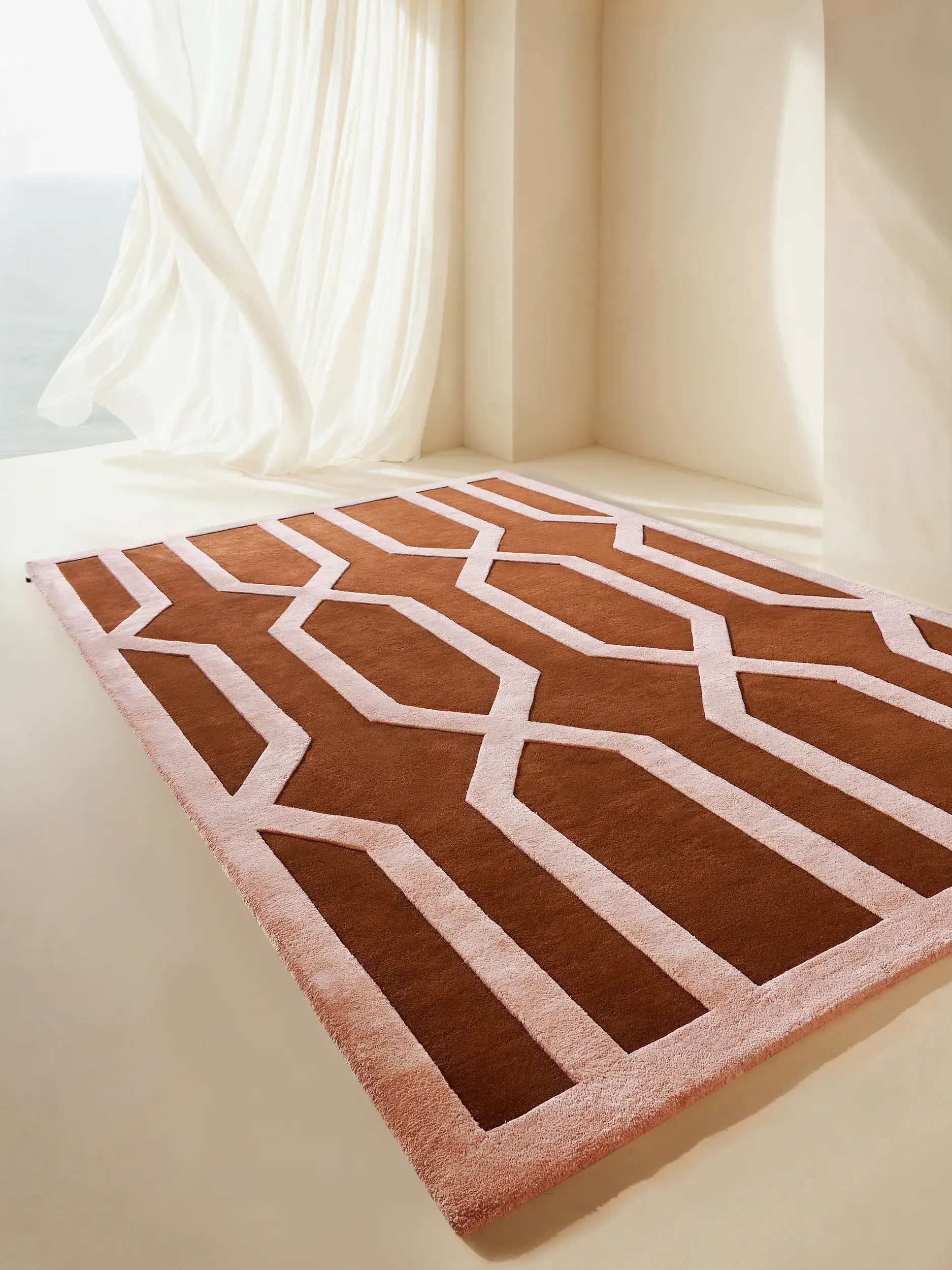 Alfombra Maxim de 60% Lana, 40% Lyocell (Tencel™) en Naranja de benuta Finest