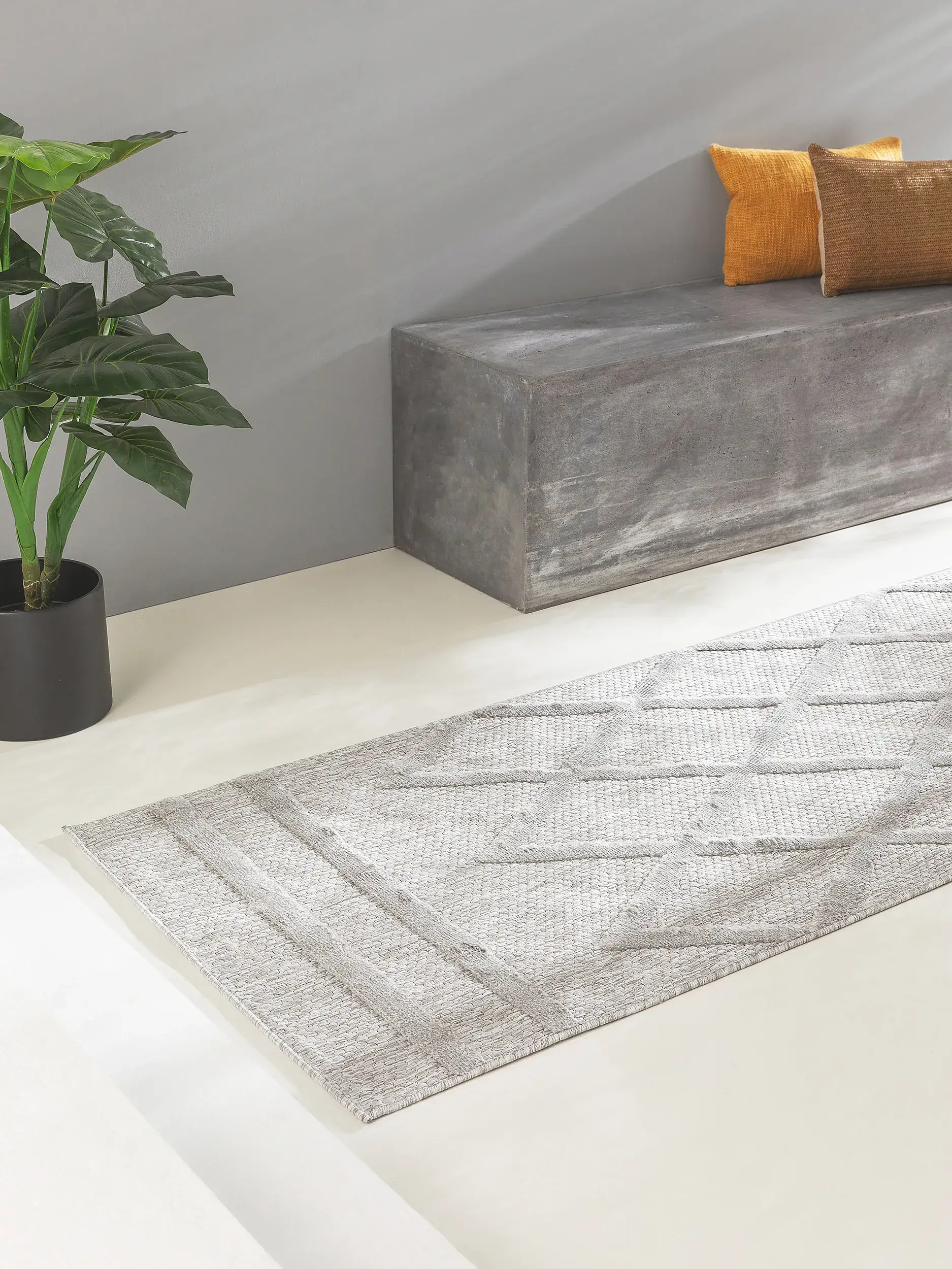 Teppich aus 100% Polypropylen in Grau mit 100% Polypropylen hohem Flor von benuta Nest