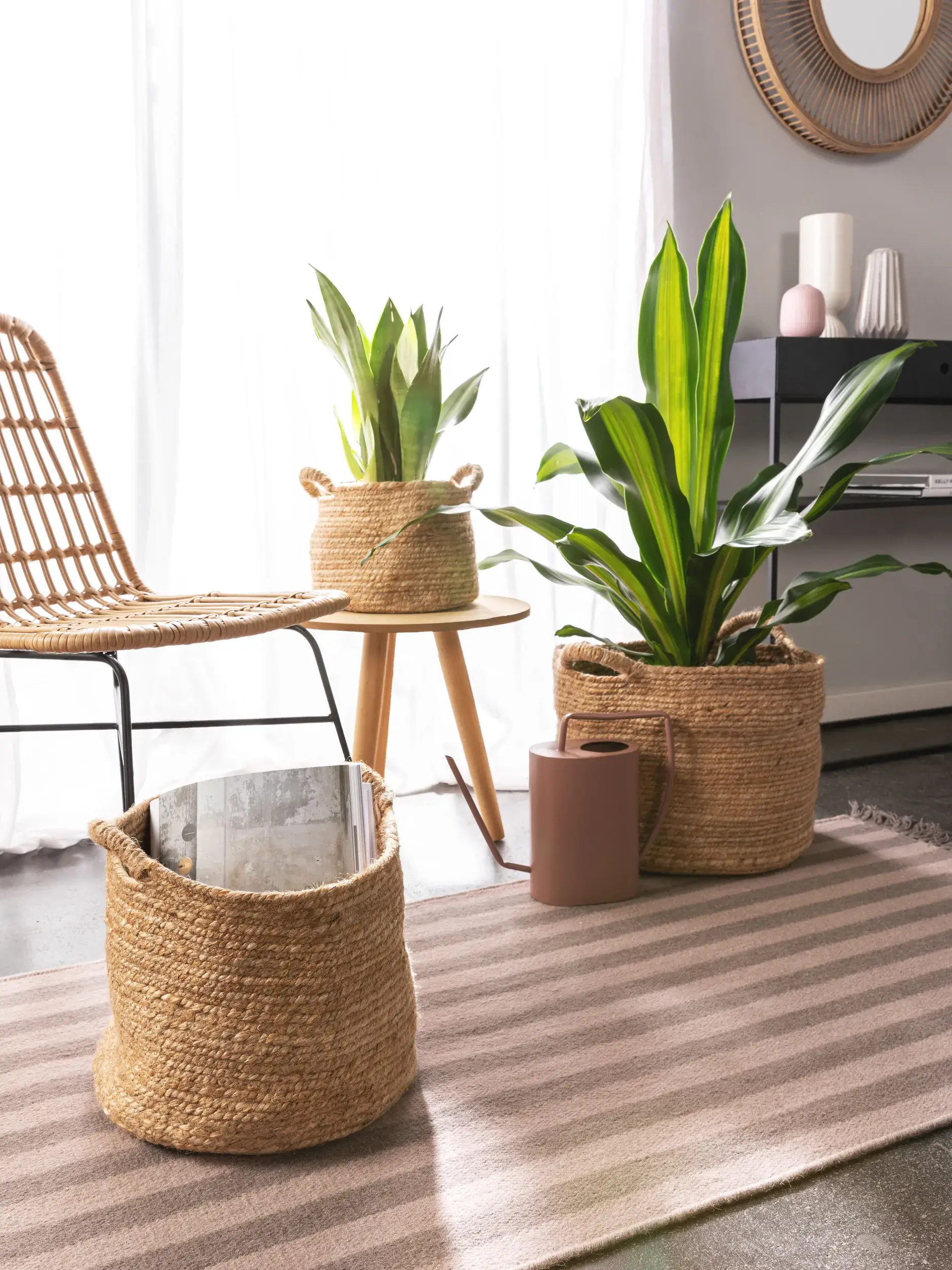 Korb-Set (3-tlg.) Aylin Natur im Design Plain aus 100% Hemp von benuta Pure