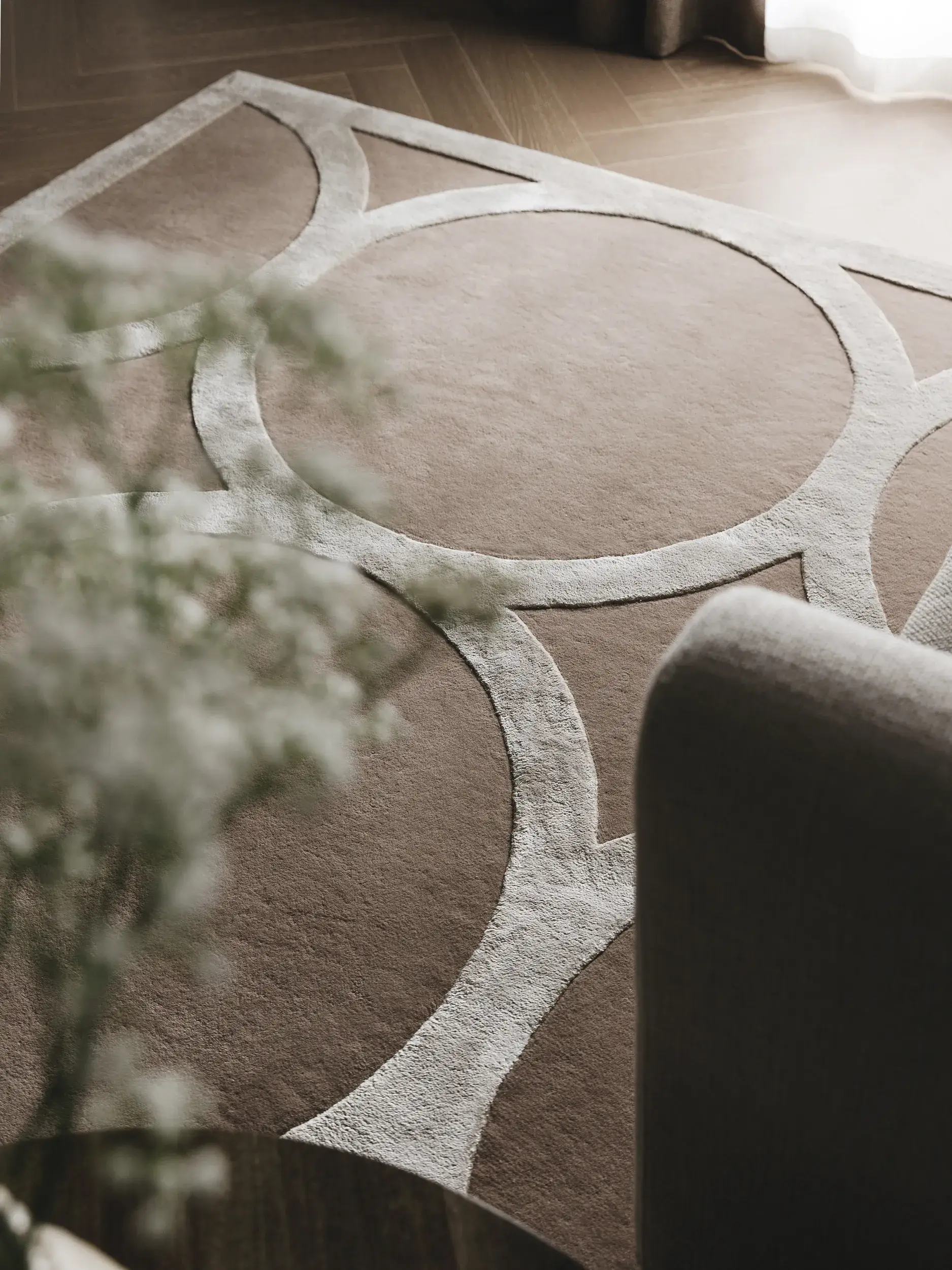 Tapis en 65% Laine, 35% Lyocell (Tencel™) en Beige avec une pile de 65% Laine, 35% Lyocell (Tencel™) de hauteur de benuta Finest
