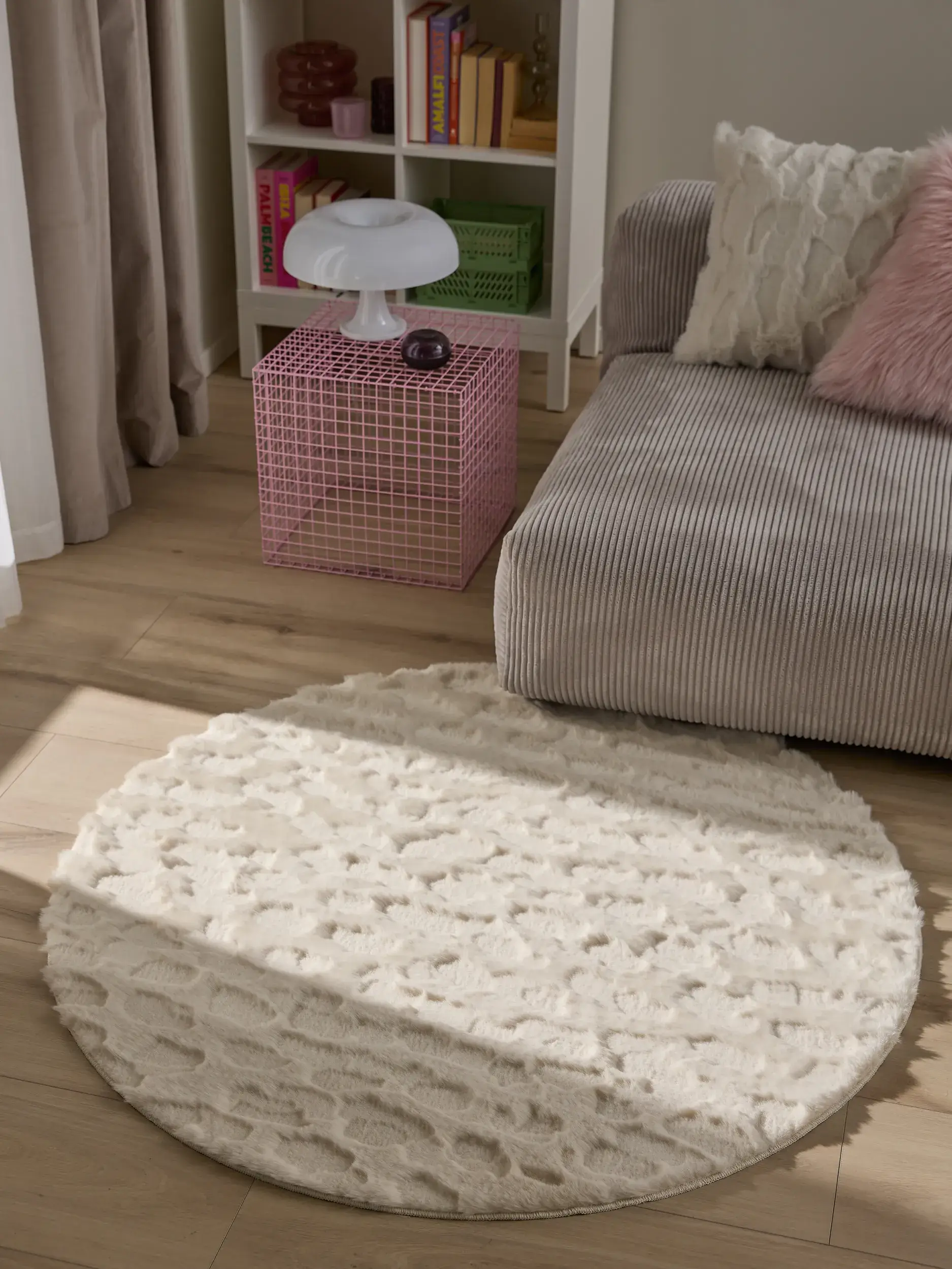 Rug made of 100% Polyester in Beige with a 100% Polyester high pile by benuta Pop