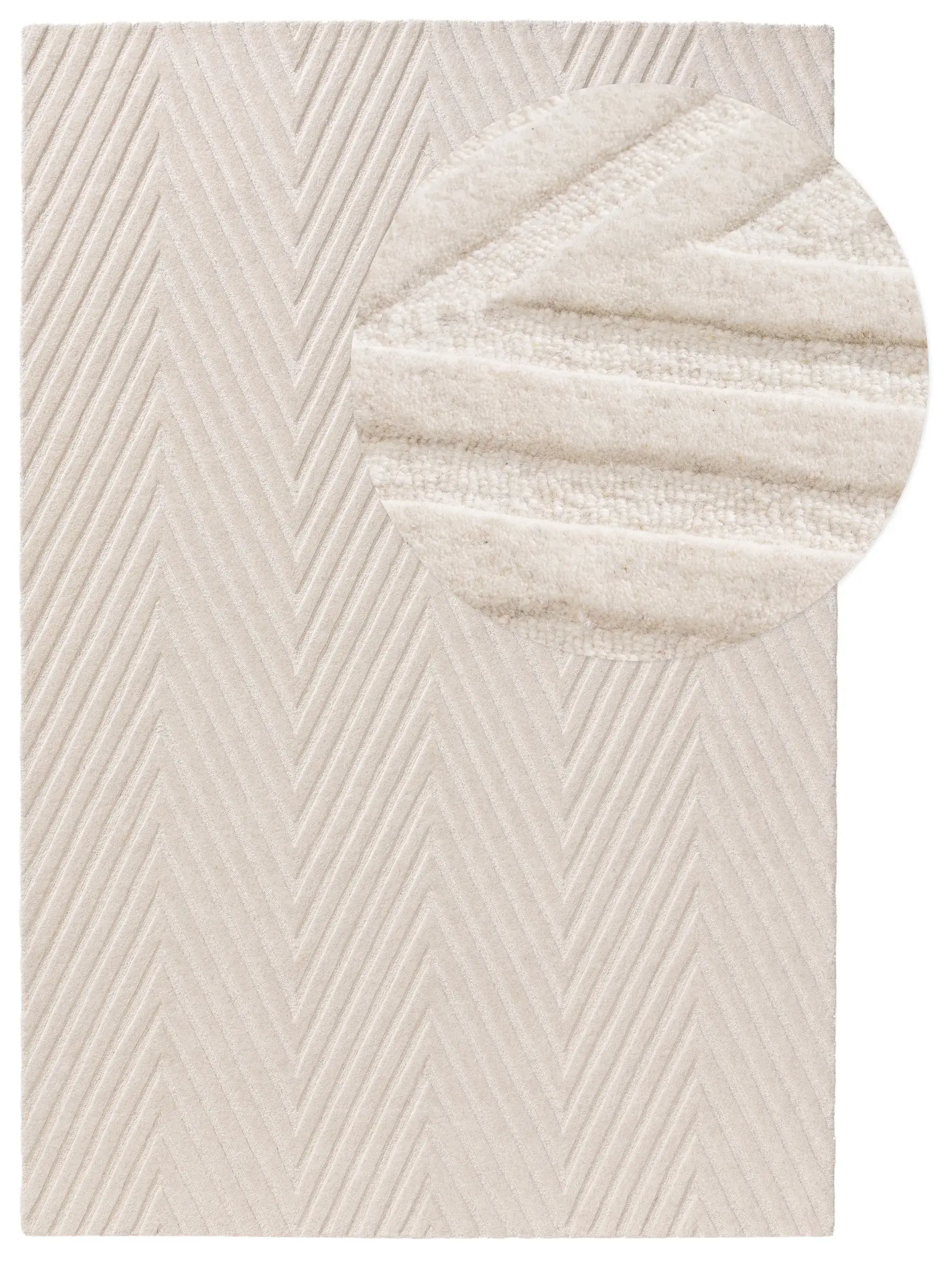 Rug made of 100% Wolle in Weiß with a 100% Wolle high pile by benuta Pure