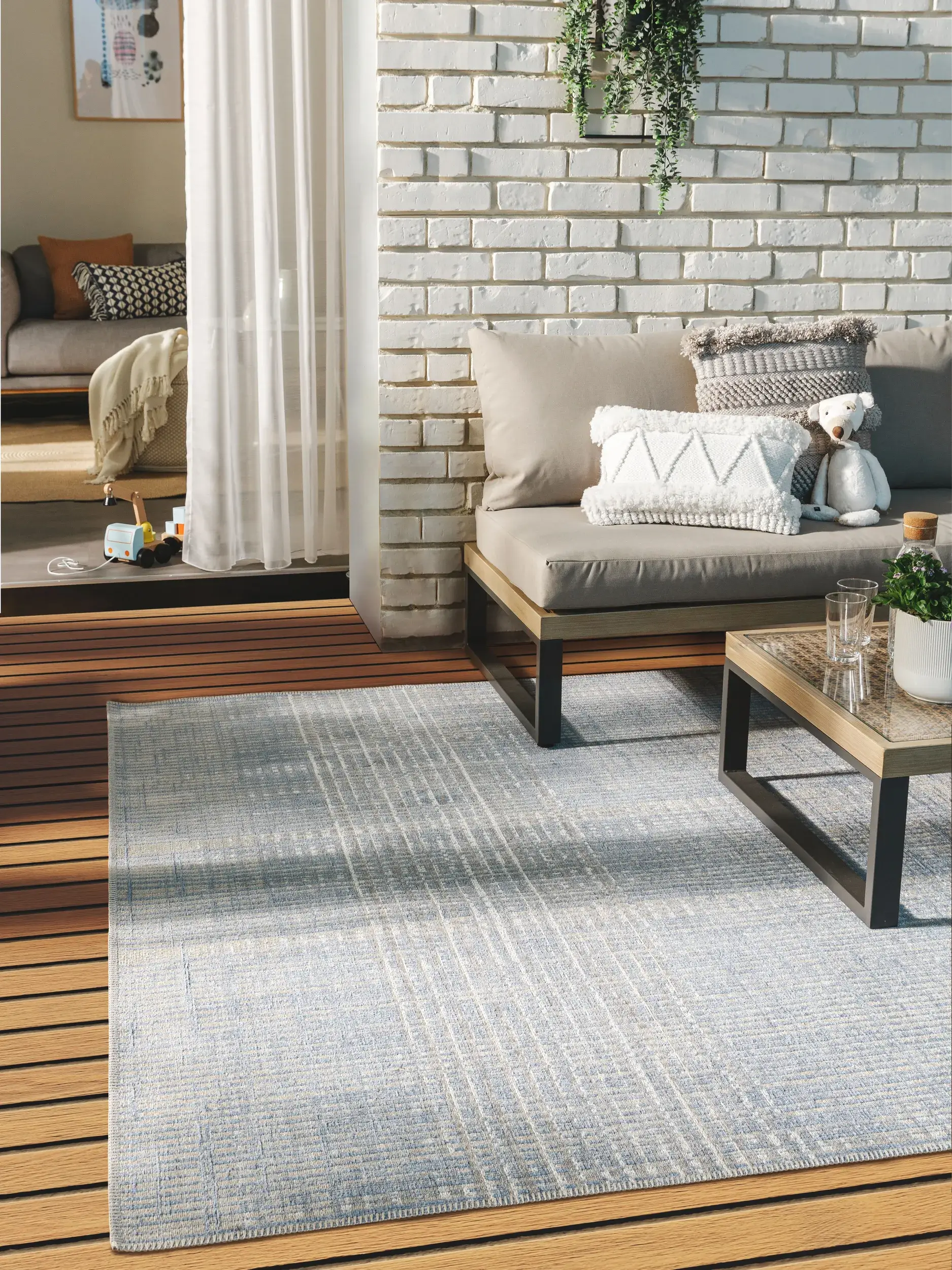 Teppich aus 100% Polyester (recyceltes PET) in Multicolor mit 100% Polyester (recyceltes PET) hohem Flor von benuta Nest