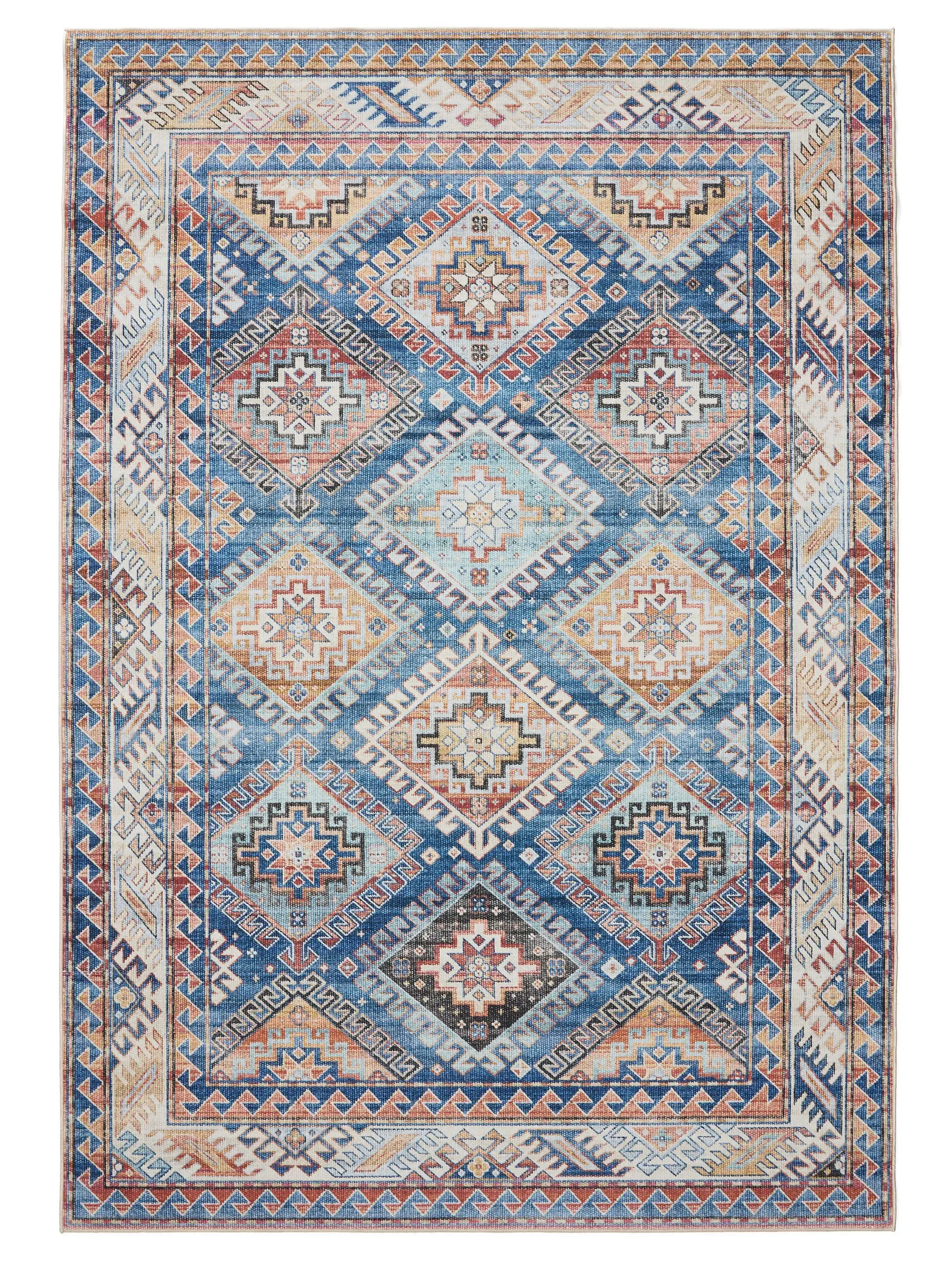 Rug made of 100% Polyester in Blue with a 100% Polyester high pile by benuta Basic