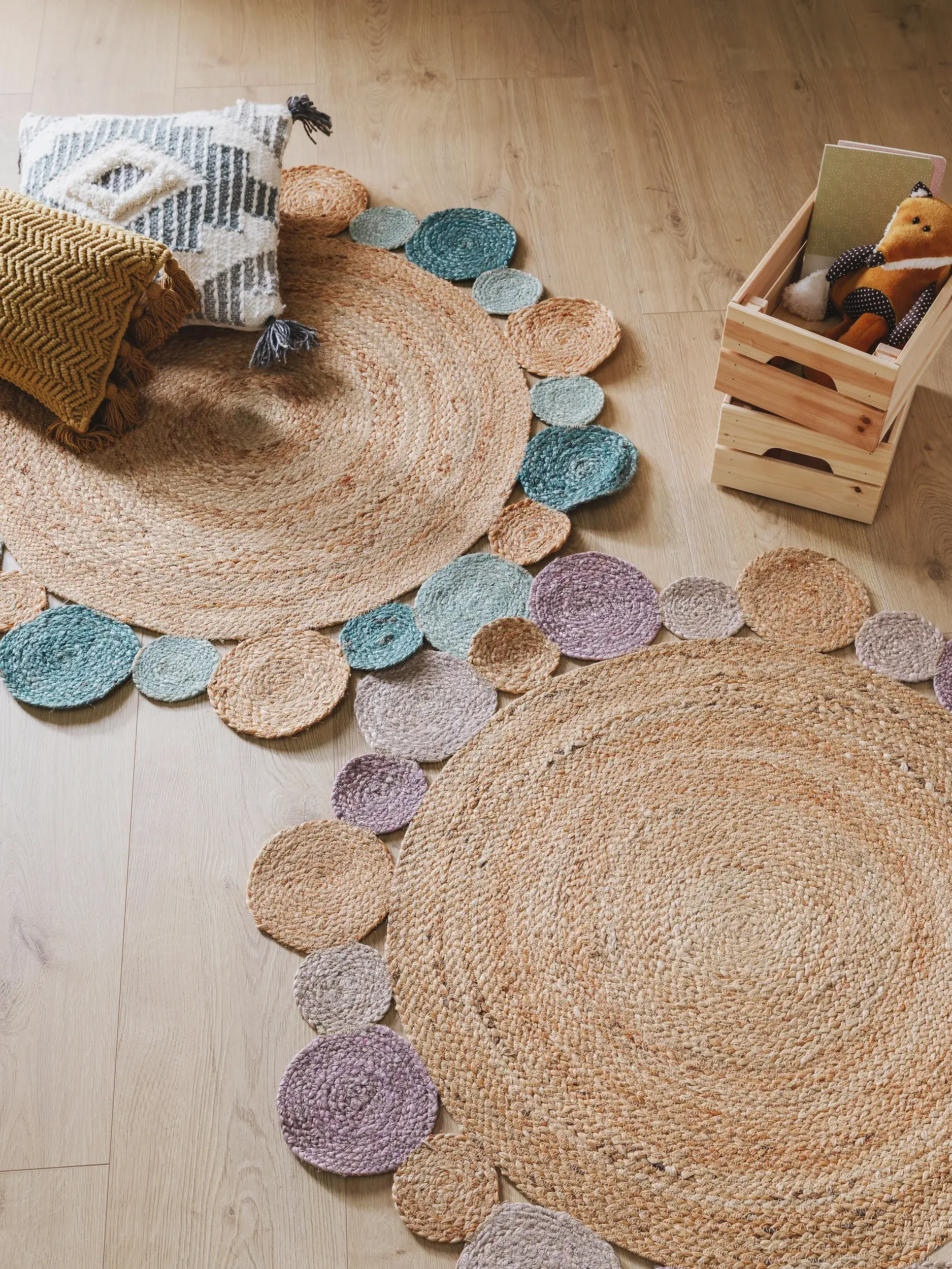 Teppich Bubbles aus 100% Jute in Lila von Lytte