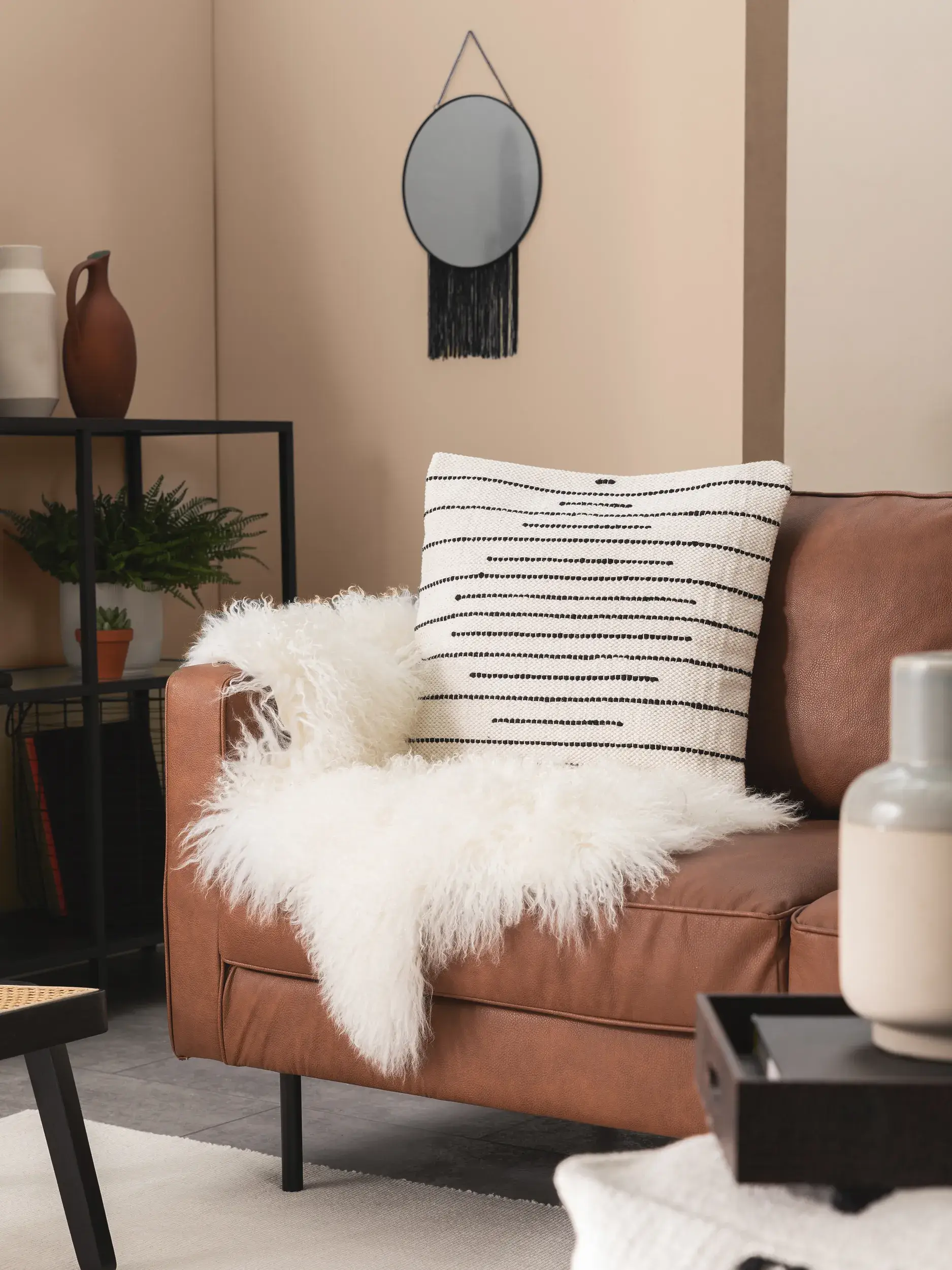Kissenbezug Bo Ivory im Design Geometrisch aus 100% Baumwolle von benuta Pop