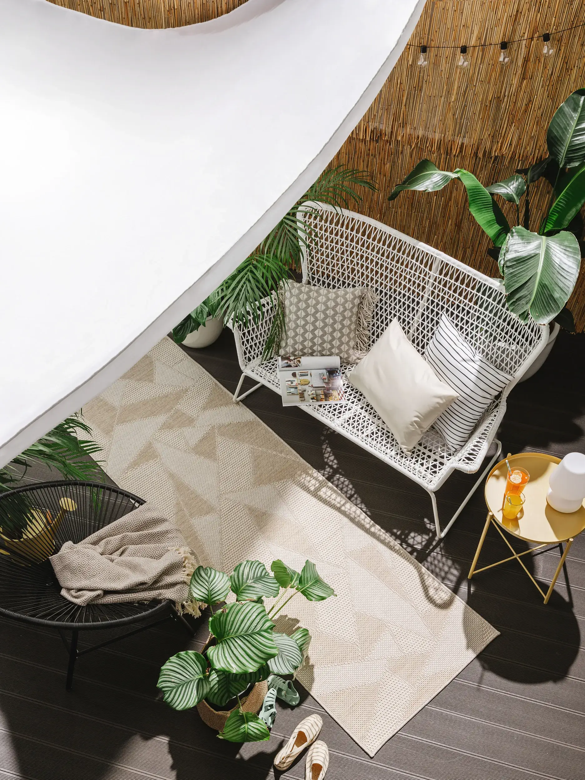 Teppich aus 100% Polypropylen in Weiß mit 100% Polypropylen hohem Flor von benuta Nest