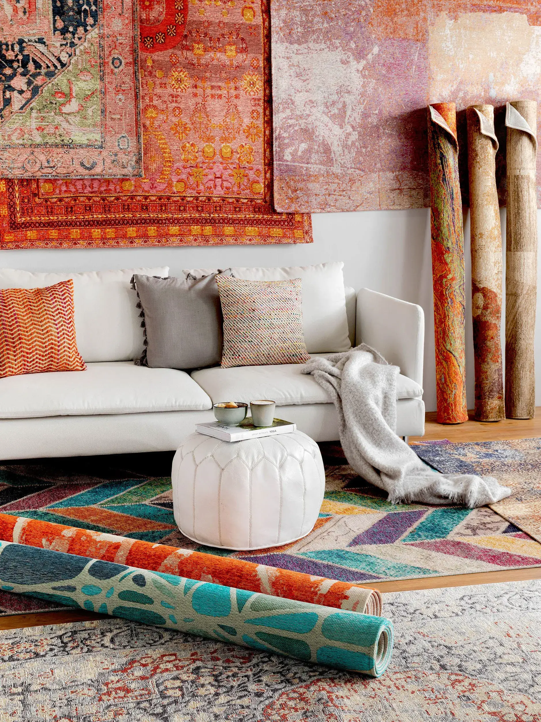 Teppich Stay aus 65% Baumwolle, 22% Polyacryl, 12% Polyester, 1% Latex in Orange von benuta