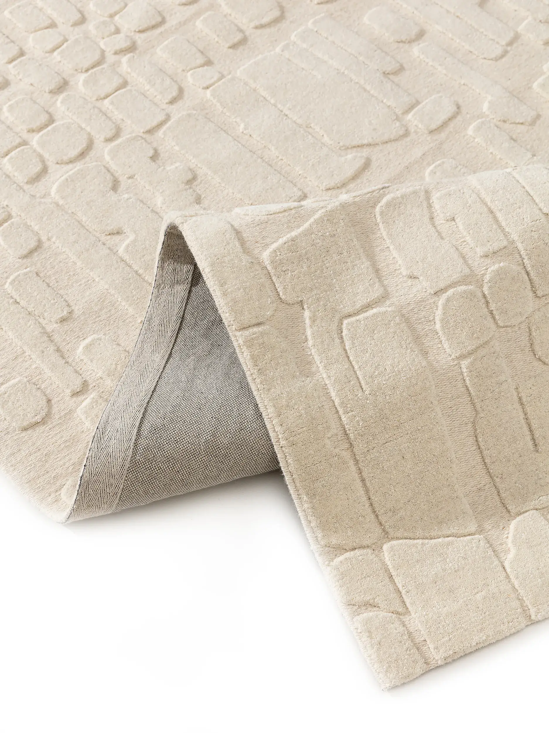 Tapijt van 80% Wol, 20% Katoen in Beige met een 80% Wol, 20% Katoen hoge pool van benuta pure